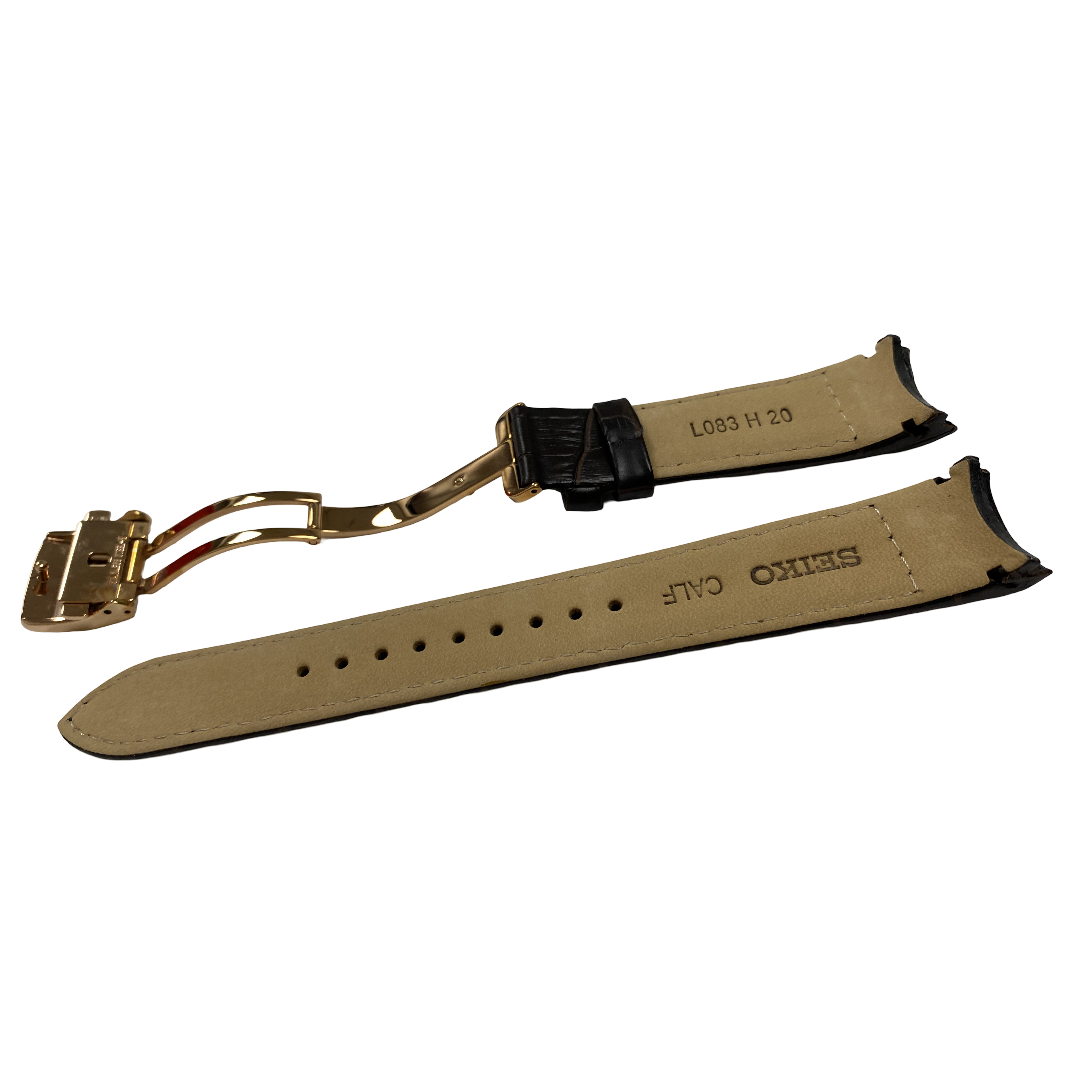 Horlogeband Seiko Premier Kinetic SRX008P1 bruine band 5D88-0AD0 Rosé sluiting