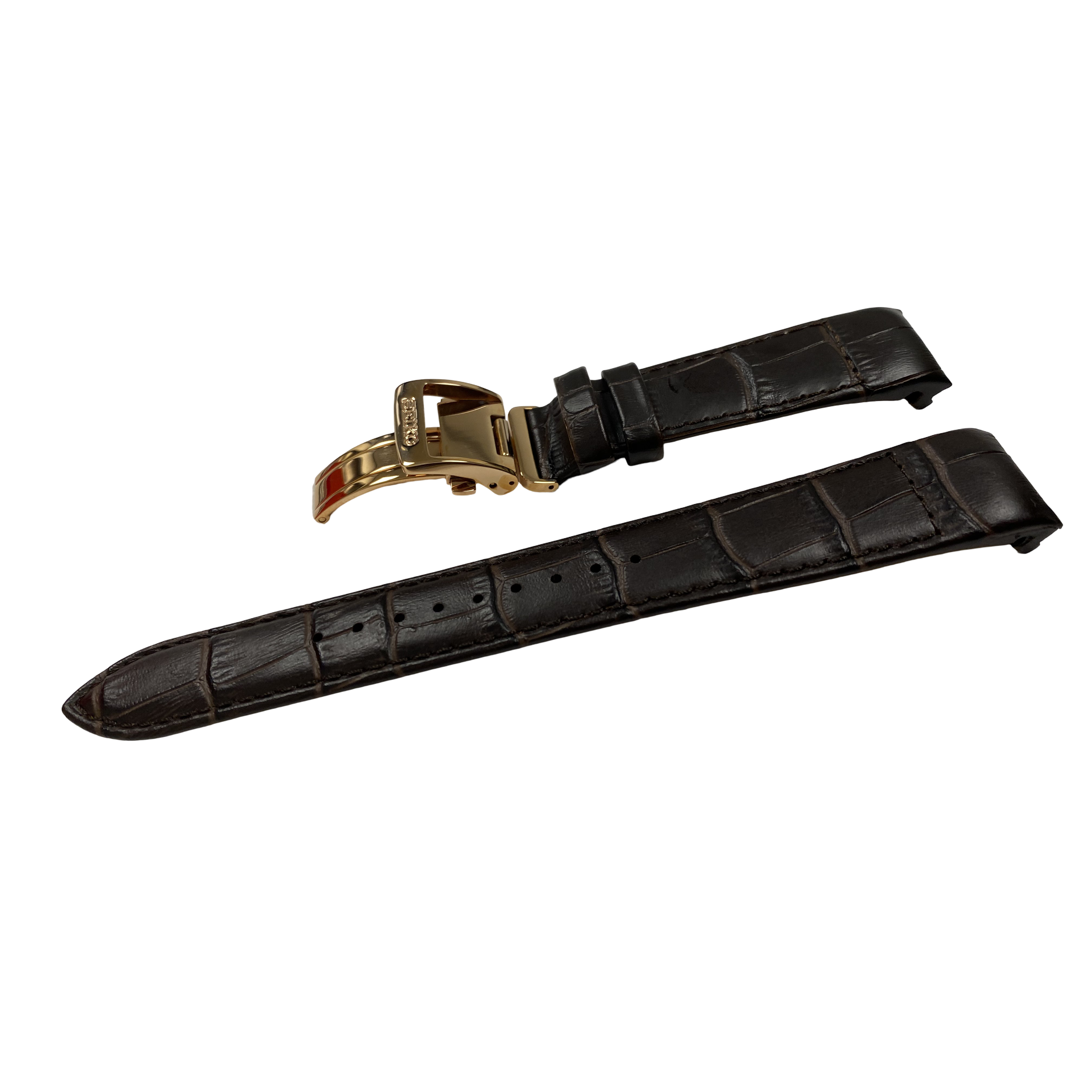 Horlogeband Seiko Premier Kinetic SRX008P1 bruine band 5D88-0AD0 Rosé sluiting