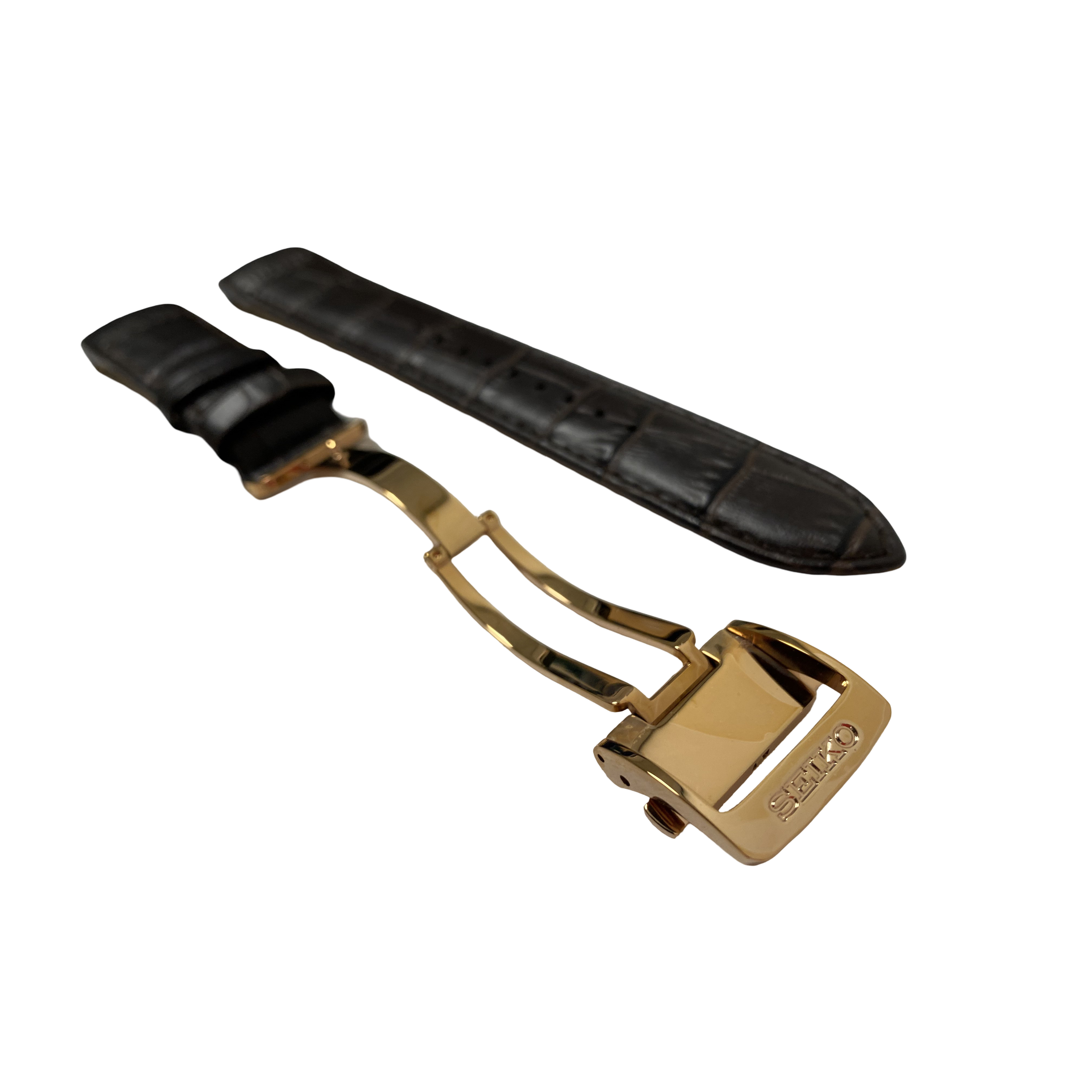 Horlogeband Seiko Premier Kinetic SRX008P1 bruine band 5D88-0AD0 Rosé sluiting