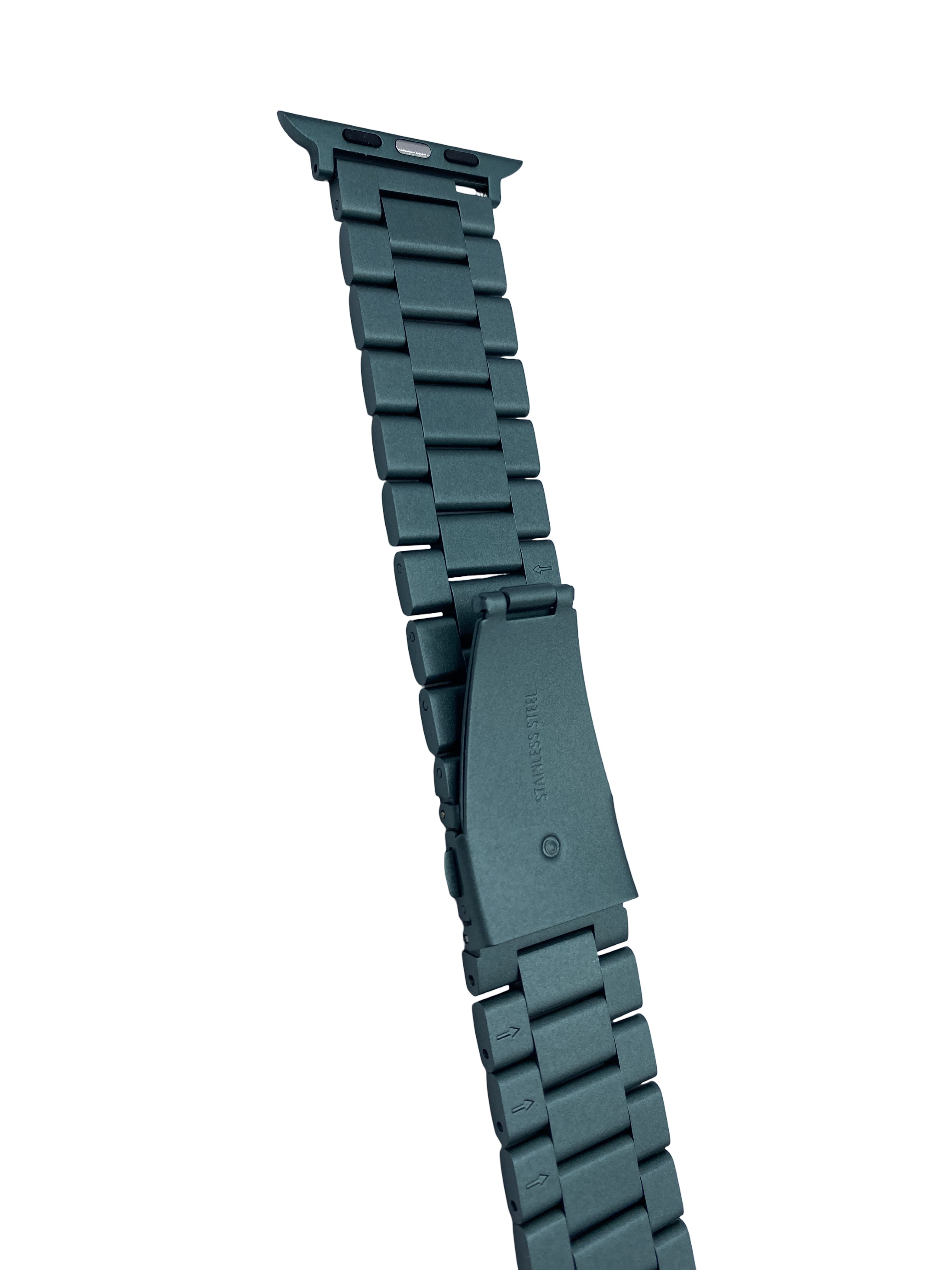 STRPZ® Apple Watch Bandje – Legergroen Rvs (Roestvrij staal) – Horloge Series, SE & Ultra