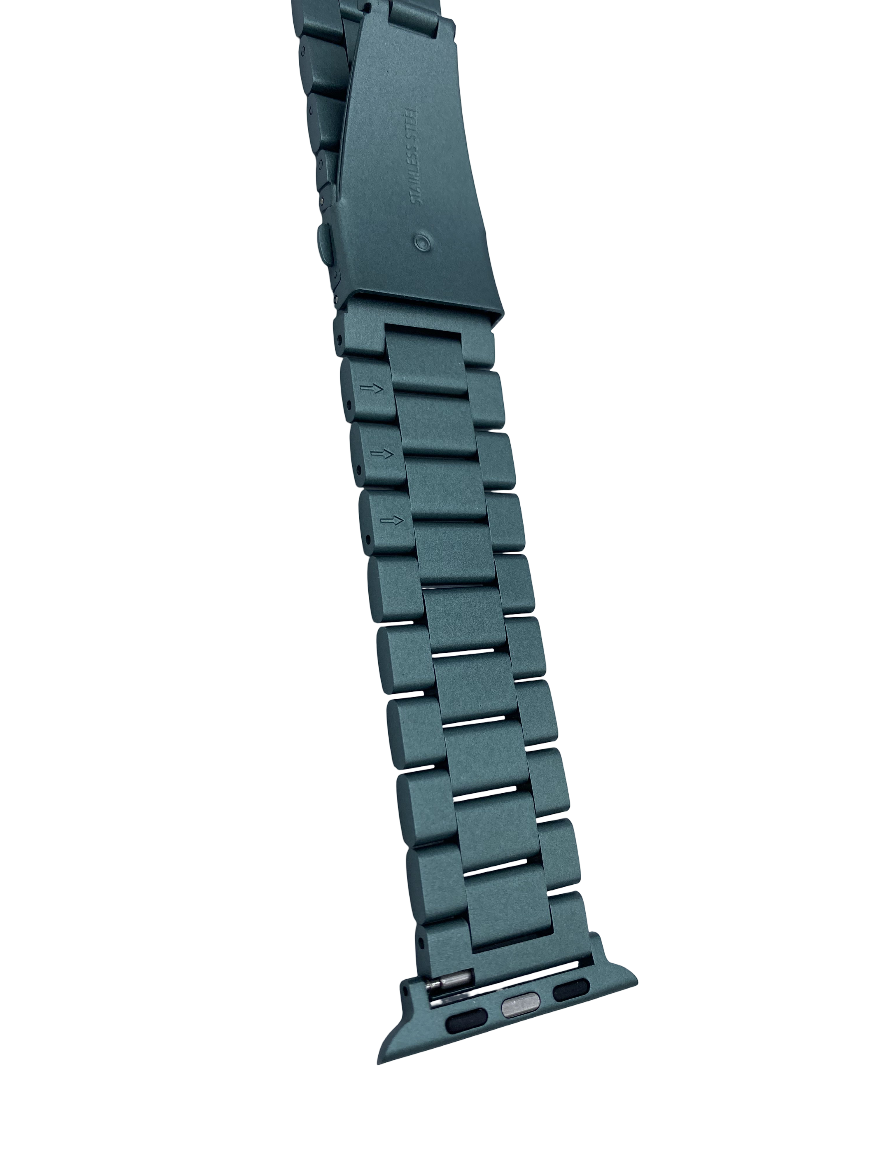 STRPZ® Apple Watch Bandje – Legergroen Rvs (Roestvrij staal) – Horloge Series, SE & Ultra