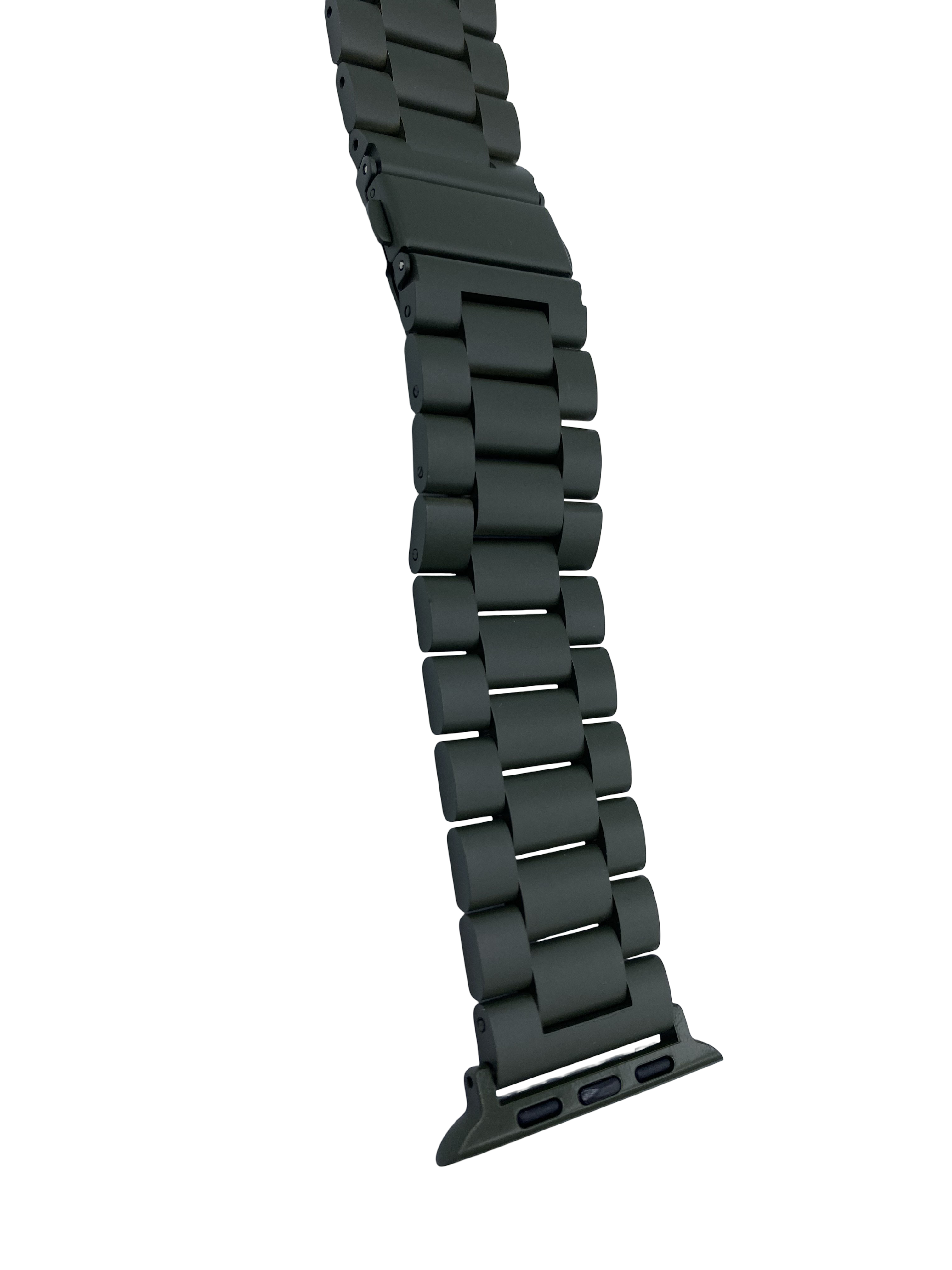 STRPZ® Apple Watch Bandje – Legergroen Rvs (Roestvrij staal) – Horloge Series, SE & Ultra