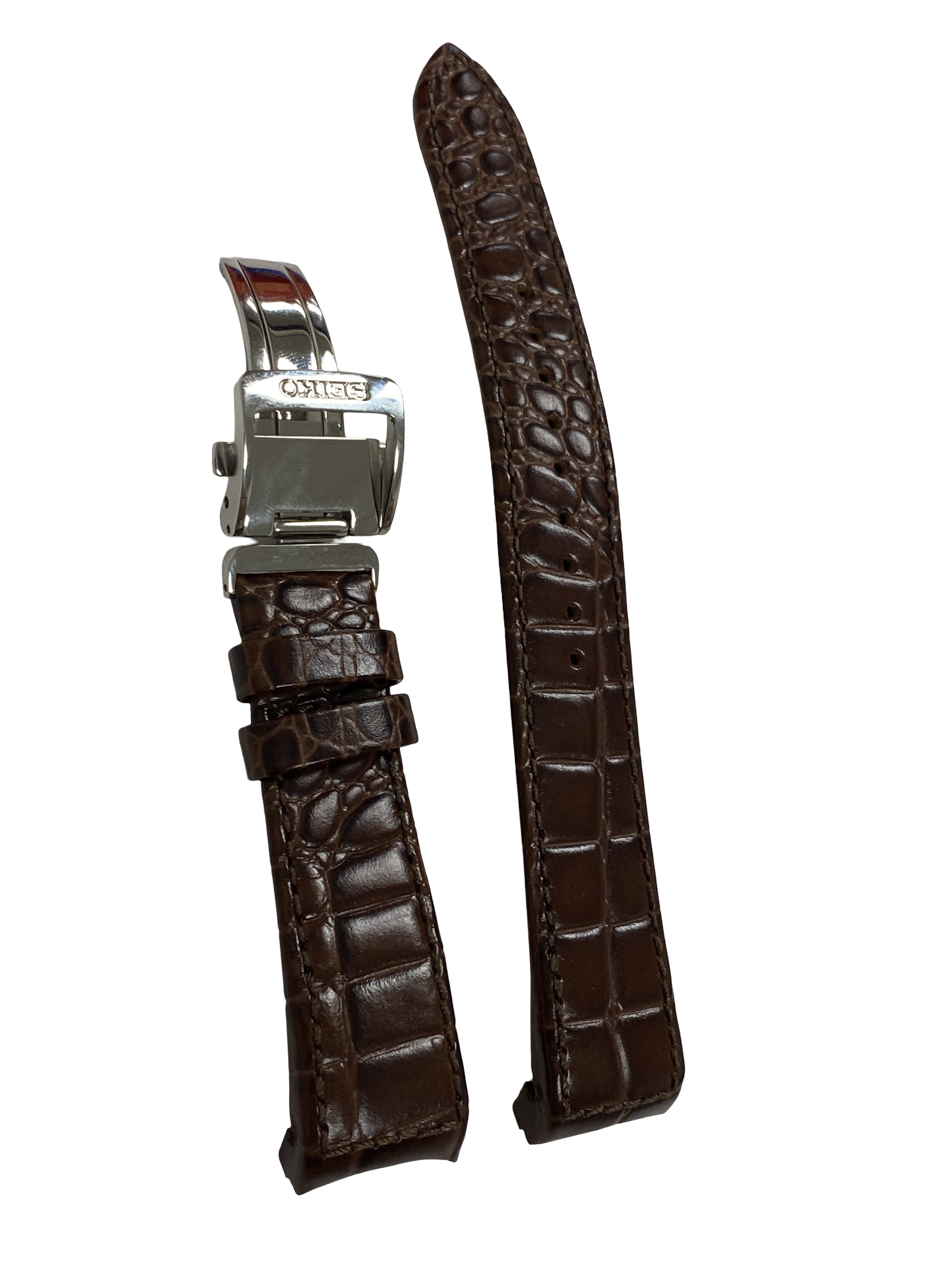 Horlogeband Seiko Premier Kinetic Perpetual Calendar SNP025 / SNP023 Bruin leren band 7D56-0AA0 21mm 4A071JL