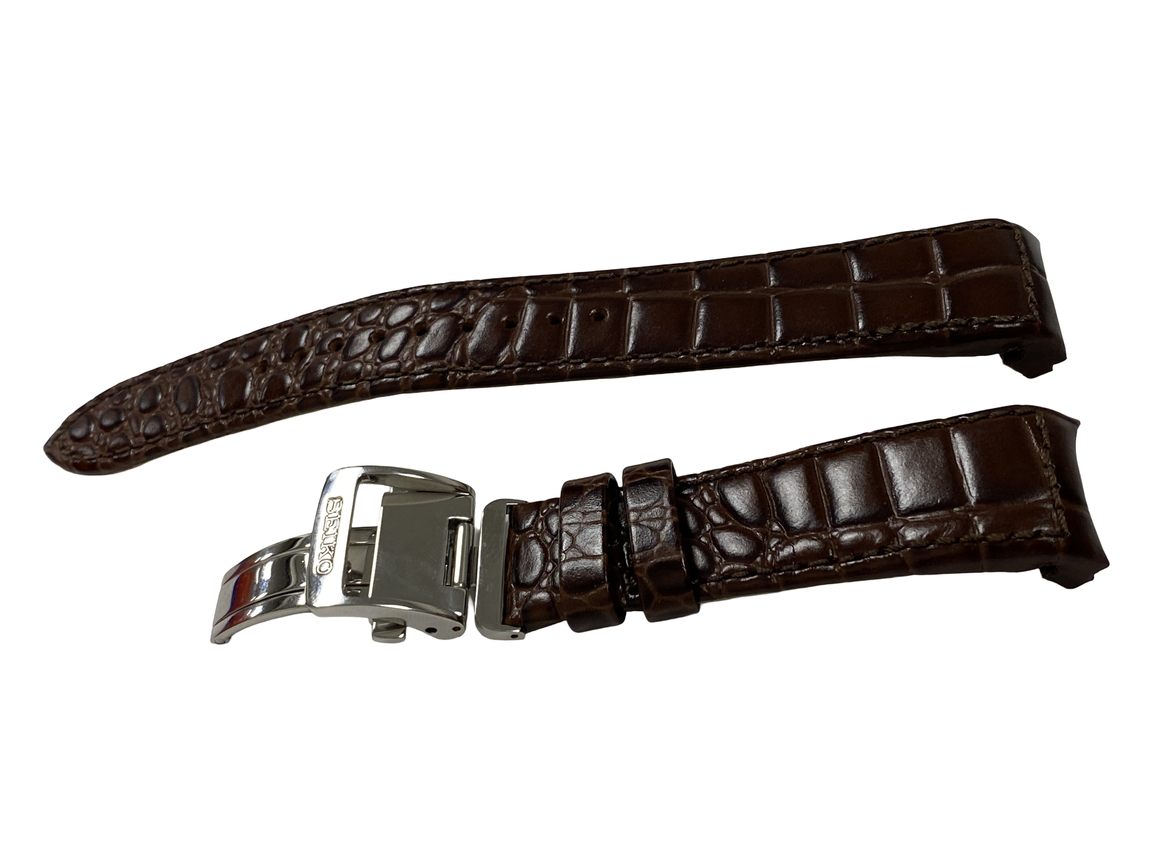 Horlogeband Seiko Premier Kinetic Perpetual Calendar SNP025 / SNP023 Bruin leren band 7D56-0AA0 21mm 4A071JL