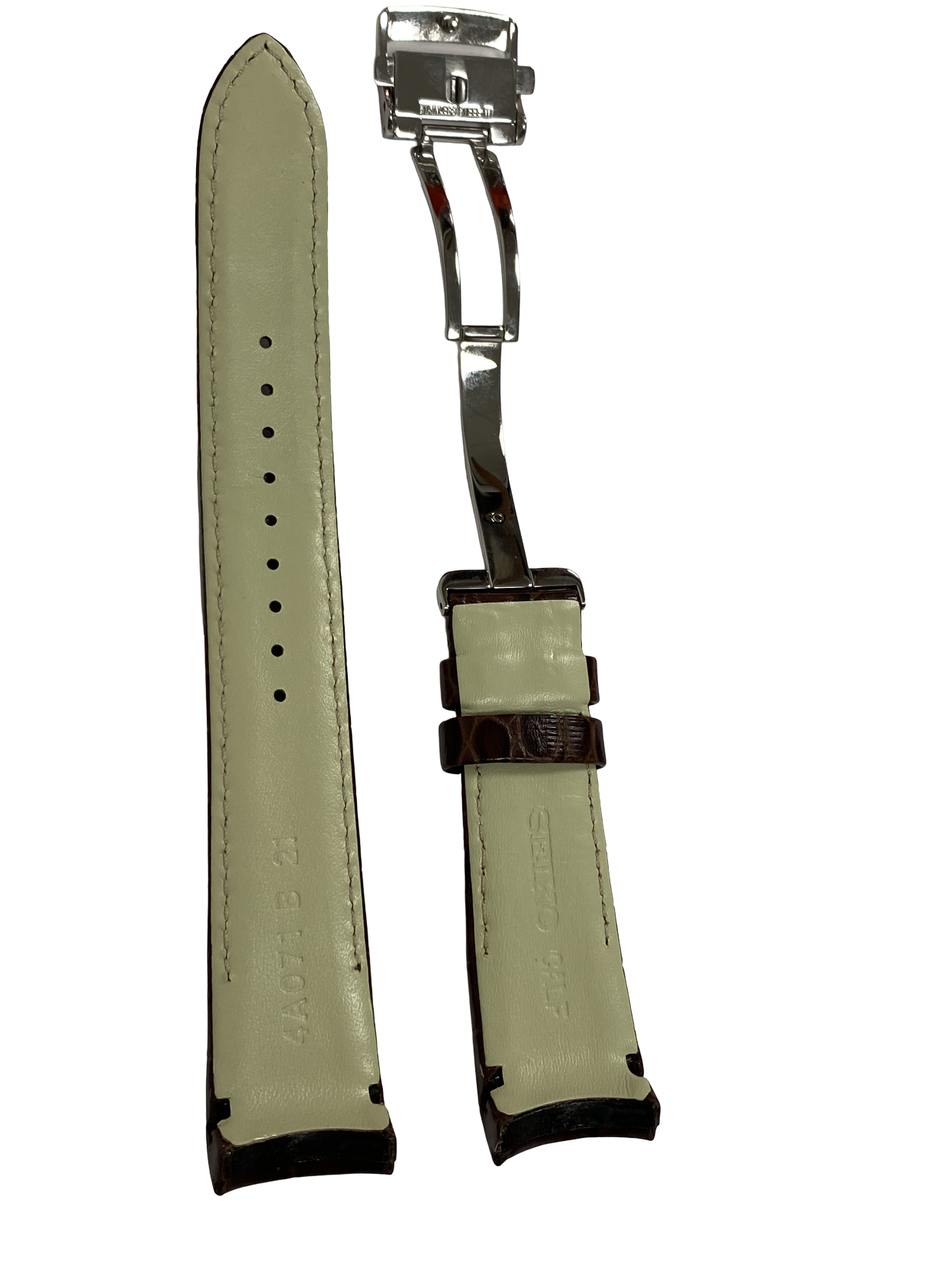 Horlogeband Seiko Premier Kinetic Perpetual Calendar SNP025 / SNP023 Bruin leren band 7D56-0AA0 21mm 4A071JL