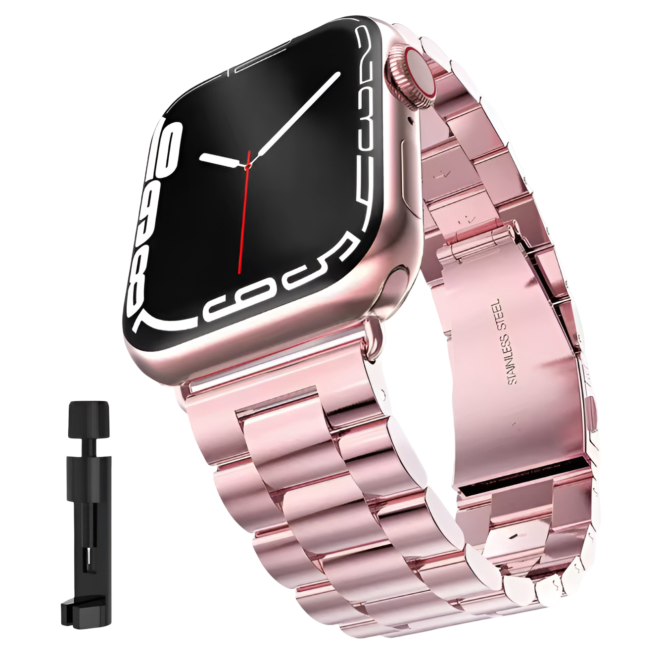 Stainless Steel Apple Watch Band – Premium Replacement Strap for All Series (2015–2025) - Pink