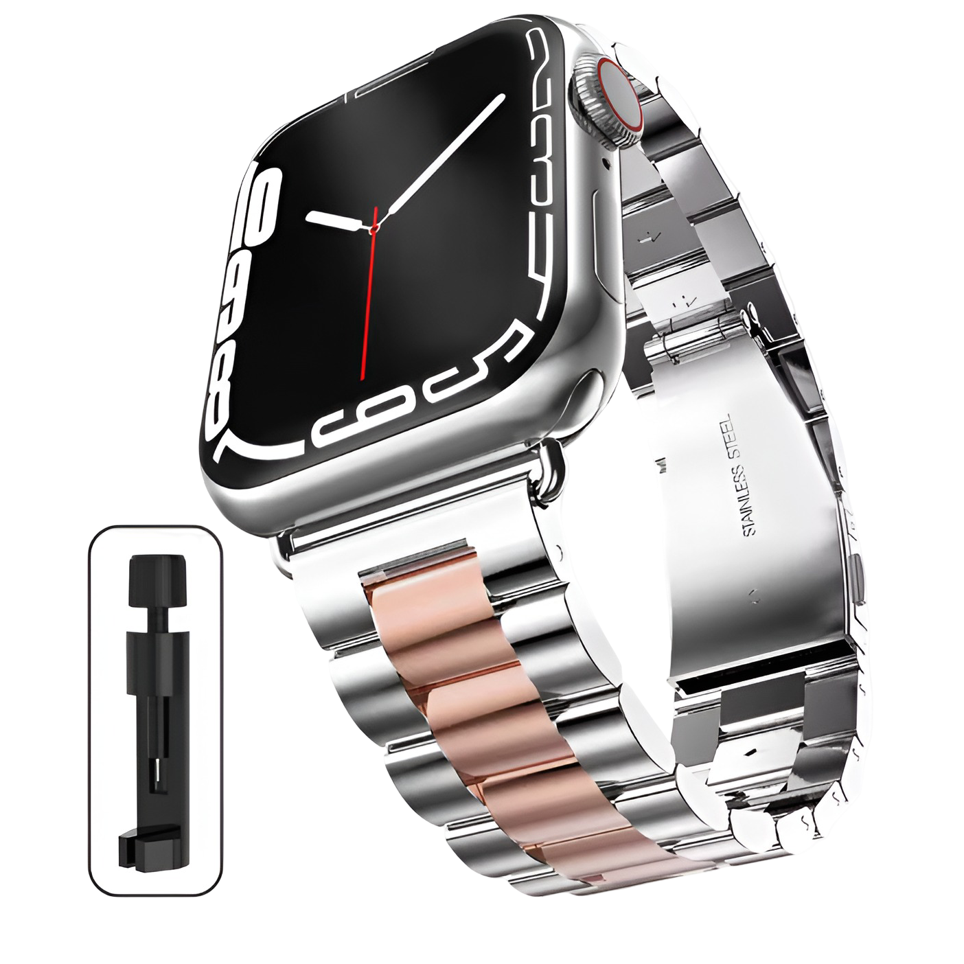 Stainless Steel Apple Watch Band – Premium Replacement Strap for All Series (2015–2025) - Rosé Gold Bicolor