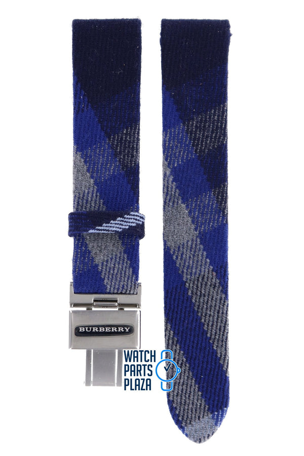 Burberry BU4512 Watch Band BU - 4512 - BLUE Blue Leather & Textile 17 mm - Watch Plaza