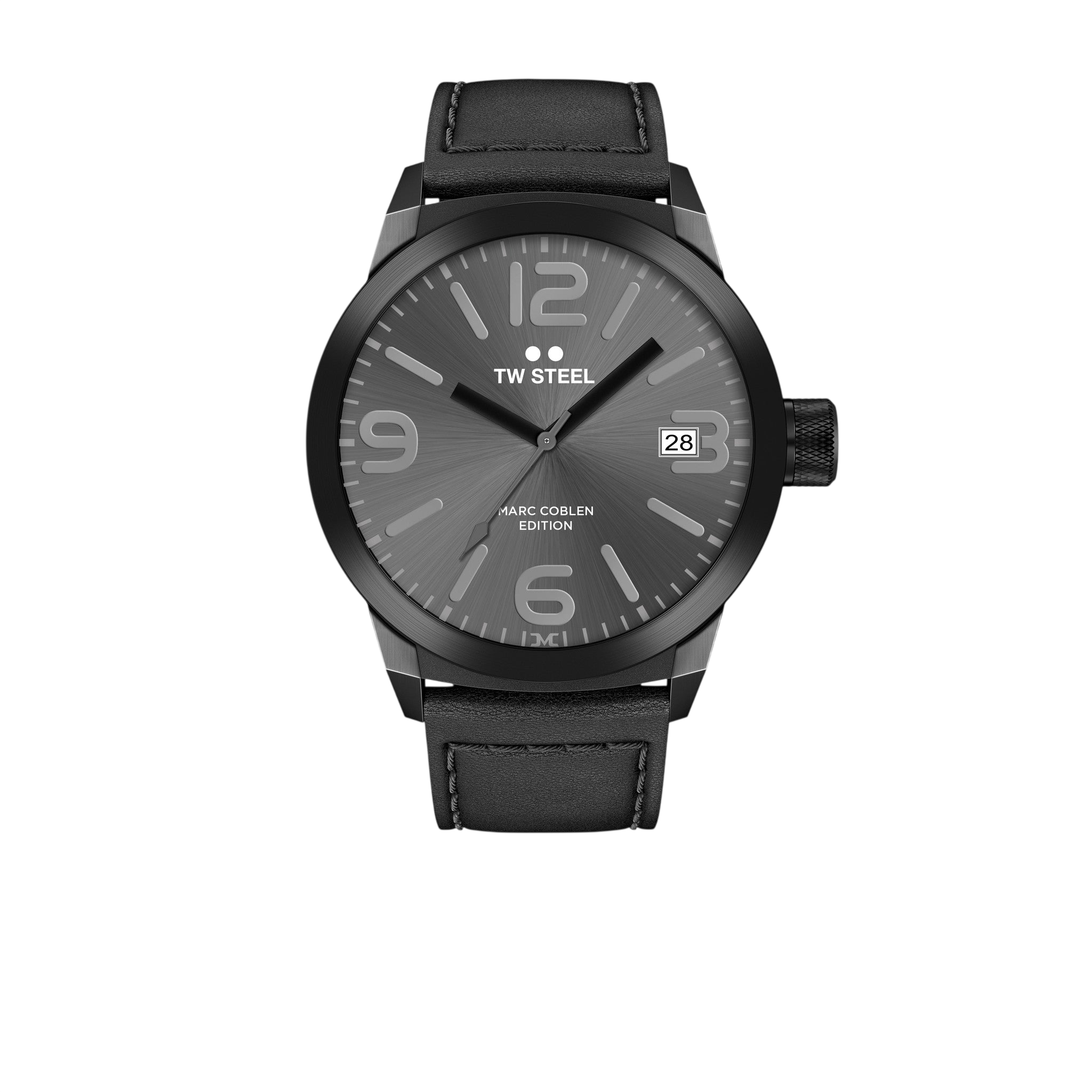 Men's watch TW - Steel Marc Coblen TWMC53 black & leather strap - dark gray dial - Watch Plaza