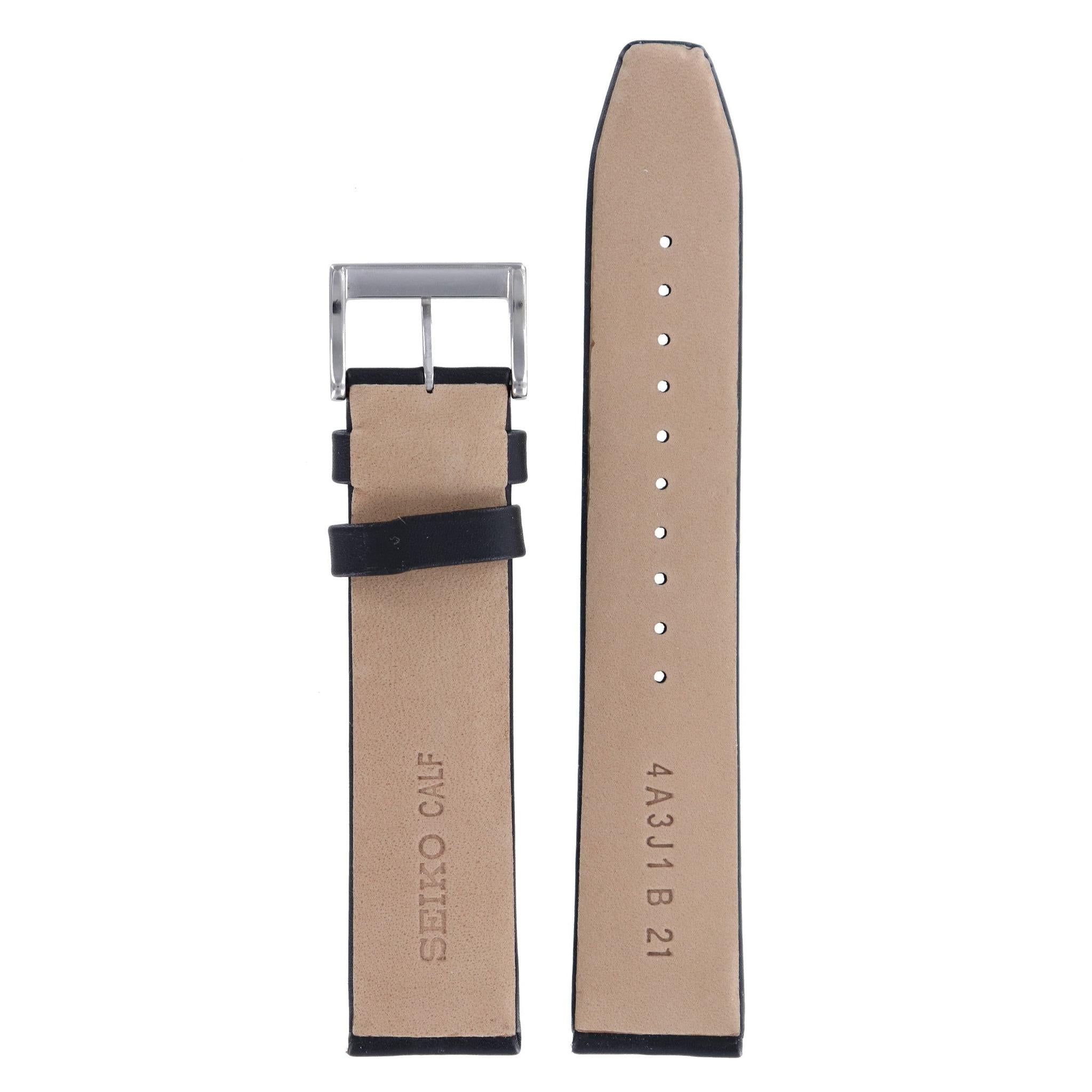Seiko 4A3J1 B 21 - SNAD93P1 Watch Band 4A3J1JL Black Leather 21 mm - Watch Plaza