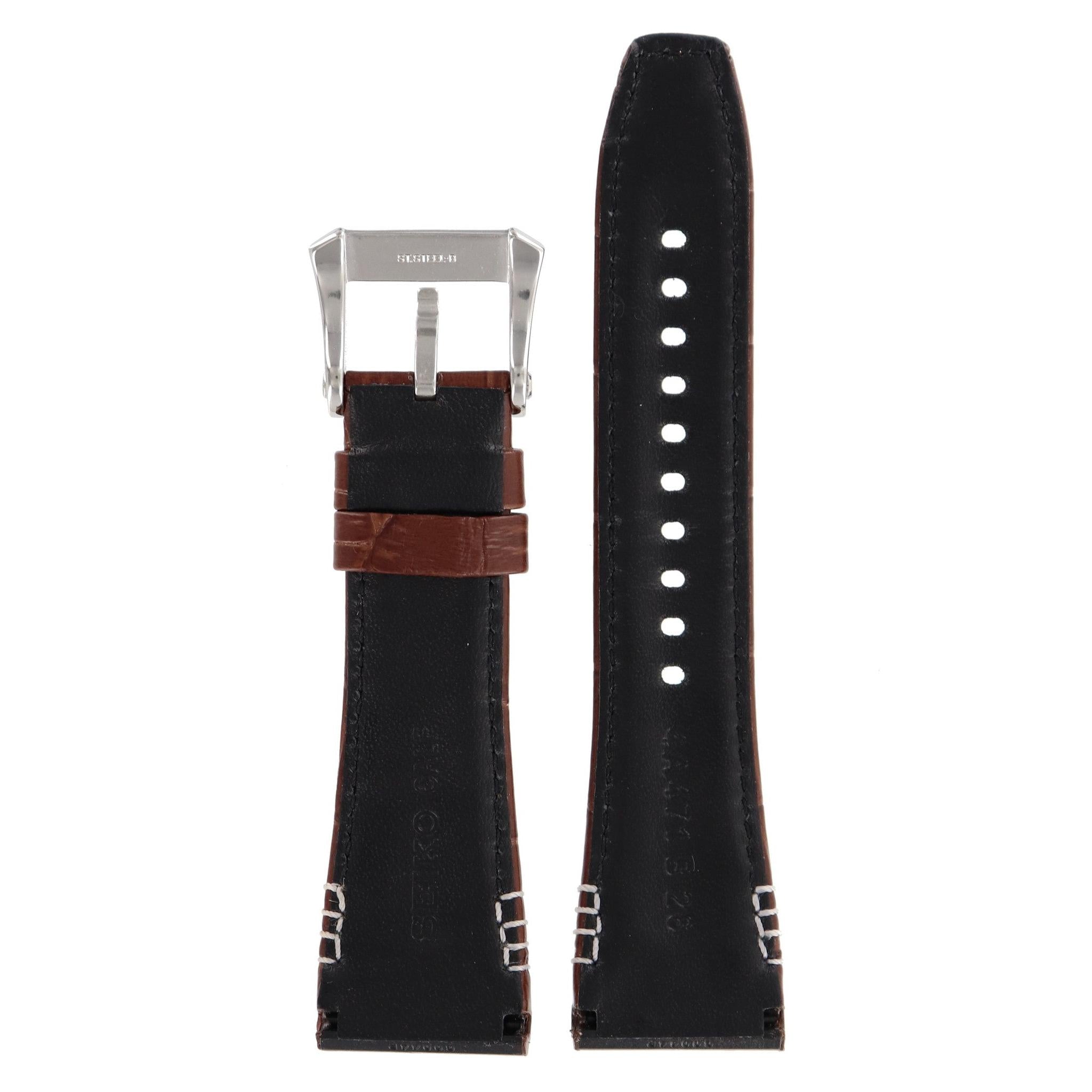 Seiko 4A471 B 26 - SRH011 & SPC041 Watch Band 4A471JL Brown Leather 26 mm Velatura Yachting Timer - Watch Plaza