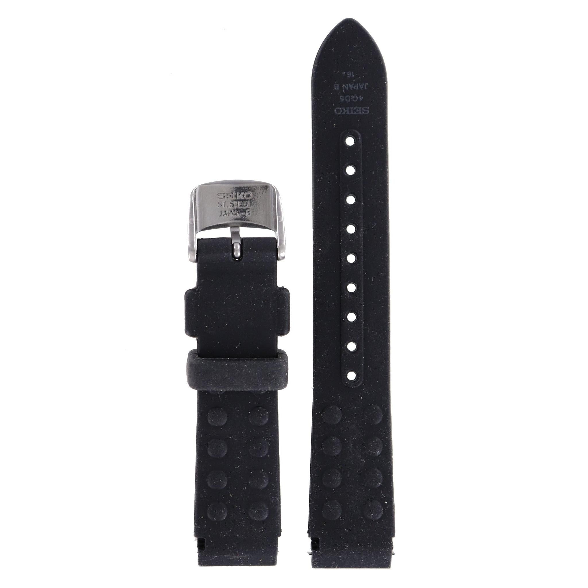 Seiko 4GD5 - 3M22 - 0D40, 0D49, 0D80 & 0D89 Watch Band 4GD5JB Black Silicone 16 mm Kinetic - Watch Plaza