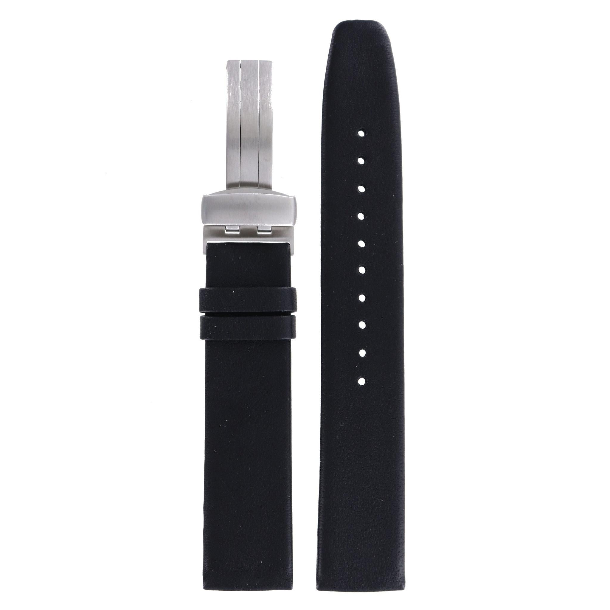 Seiko 7N39 - 5B00 & V739 - 0B40 Watch Band 4J04JW Black Leather 19 mm Presage - Watch Plaza
