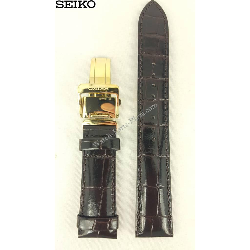 SEIKO ALPINIST SARB066 BROWN LEATHER WATCH BAND COCKTAIL TIME STRAP DO152 W 20 - Watch Plaza