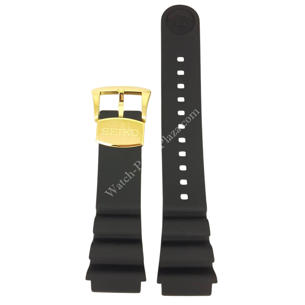 SEIKO Baby Tuna SRPA82K1 Black Silicon Watch Band Z 22 mm R02Y011K0 Gold Buckle - Watch Plaza