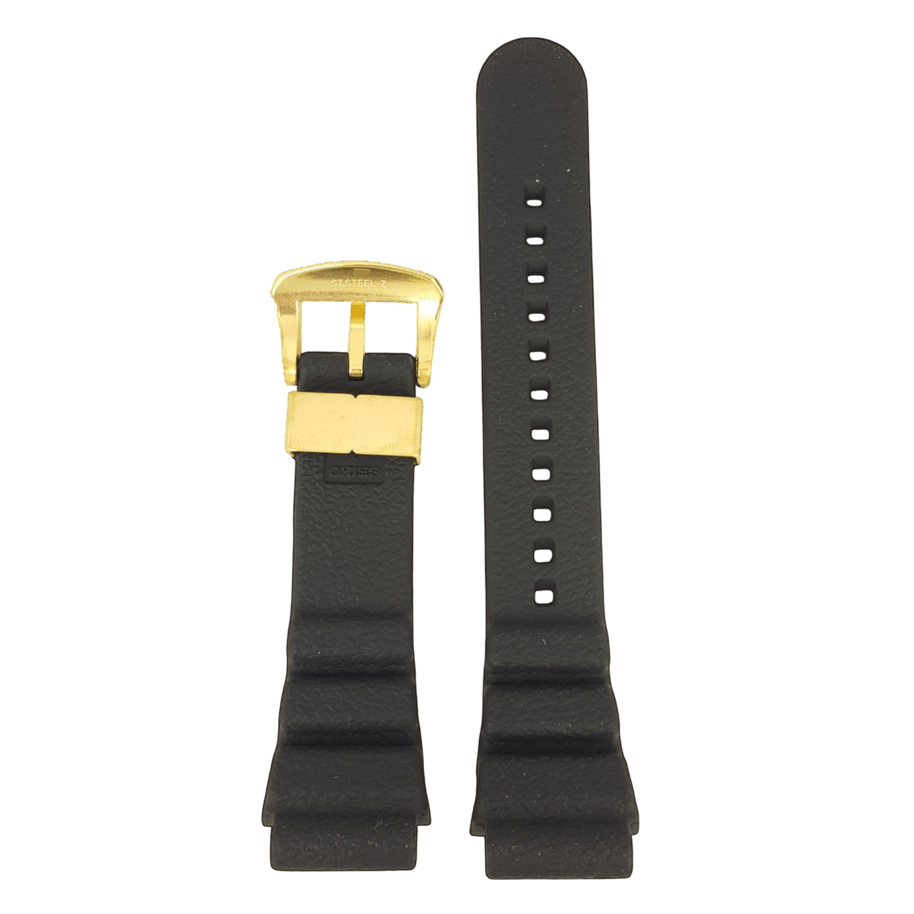 SEIKO Baby Tuna SRPA82K1 Black Silicon Watch Band Z 22 mm R02Y011K0 Gold Buckle - Watch Plaza