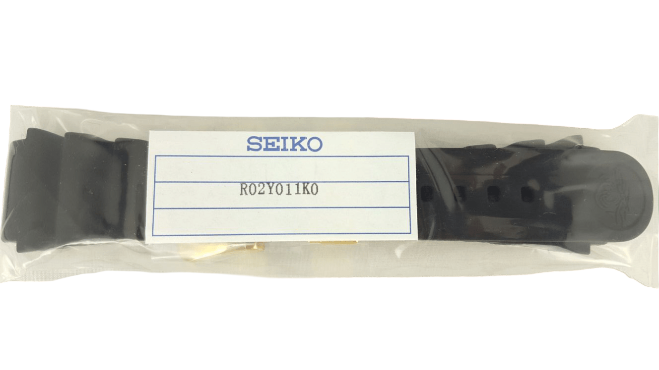 SEIKO Baby Tuna SRPA82K1 Black Silicon Watch Band Z 22 mm R02Y011K0 Gold Buckle - Watch Plaza