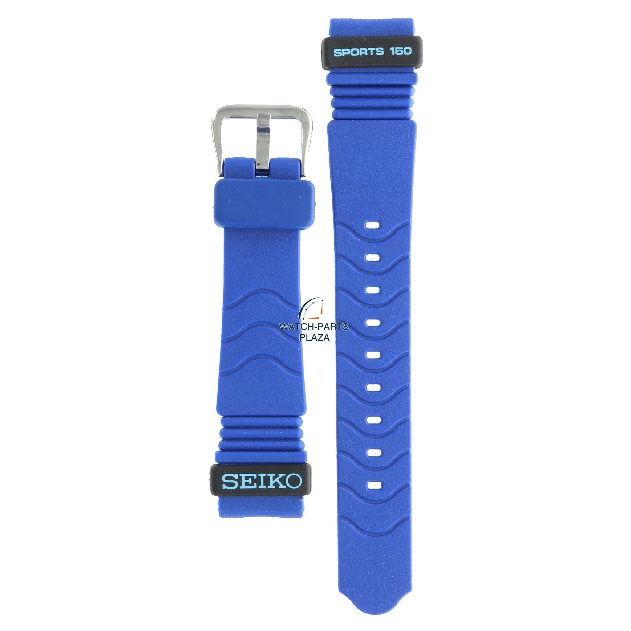 Seiko BPZ66J Watch band SGH047 - 7N33 6A30 blue rubber / silicone 18 mm - Sports 150 - Watch Plaza