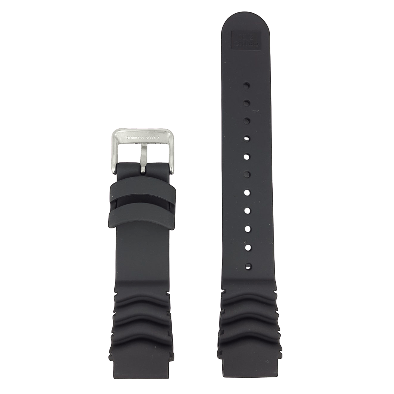 SEIKO KINETIC DIVER BLACK RUBBER WATCH BAND Z 20 mm SKA371 SHC061 STRAP SHC059 - Watch Plaza