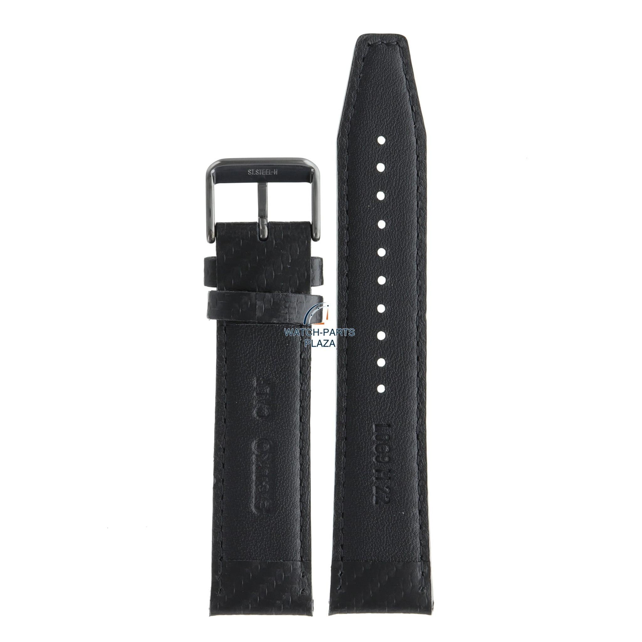 Seiko L0G9011N0 Watch band SSC499P1 - V175 0DM0 black leather 22 mm - Solar - Watch Plaza