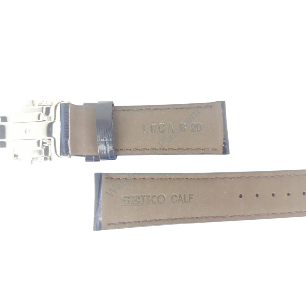 Seiko SARG015J Blue Leather Watch Band 6R15 - 02V0 Strap 20mm LOCA - Watch Plaza