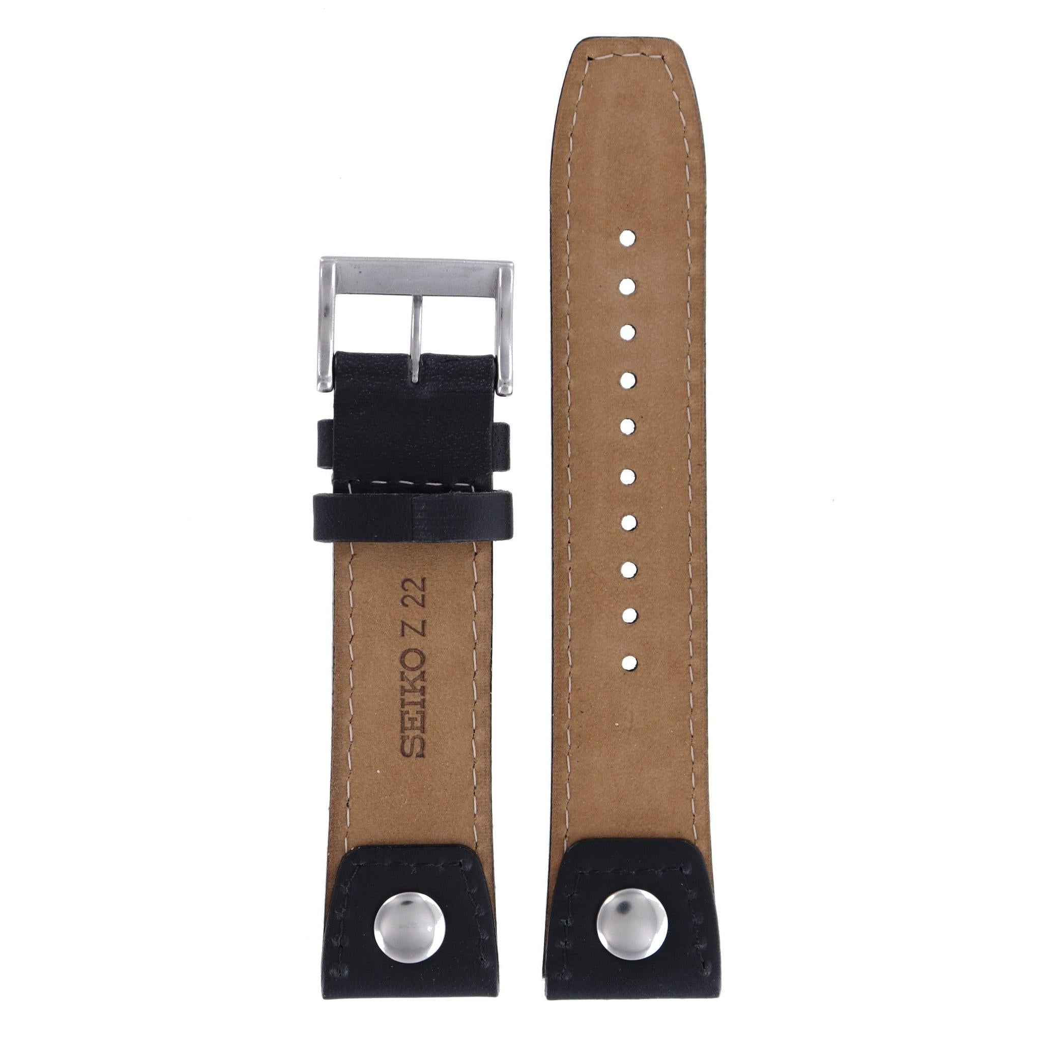 Seiko Z 22 - SNQ043 - 6A32 - 00E0 Watch Band 4K23JZ Black Leather 22 mm Perpetual Calendar - Watch Plaza