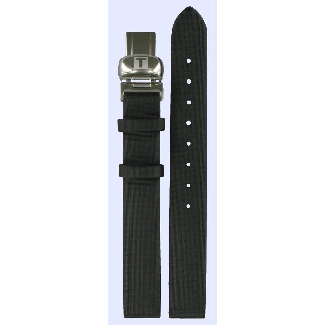 Tissot T0311, T0313 & T0314 Precious Watch Band T600013473 Black Leather 12 mm Flower Power - Watch Plaza