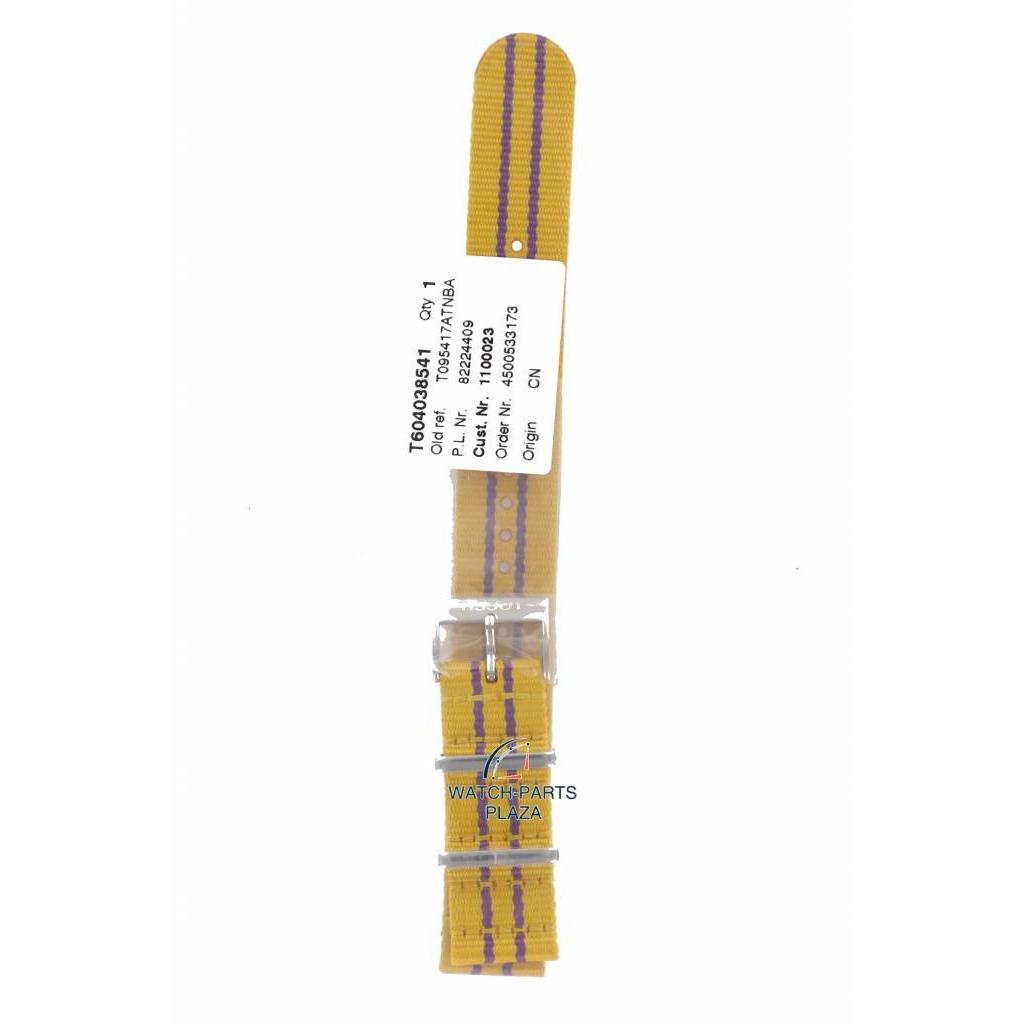 Tissot T095417 NBA Lakers Watch Band T604038541 Yellow Textile 19 mm Quickster - Watch Plaza
