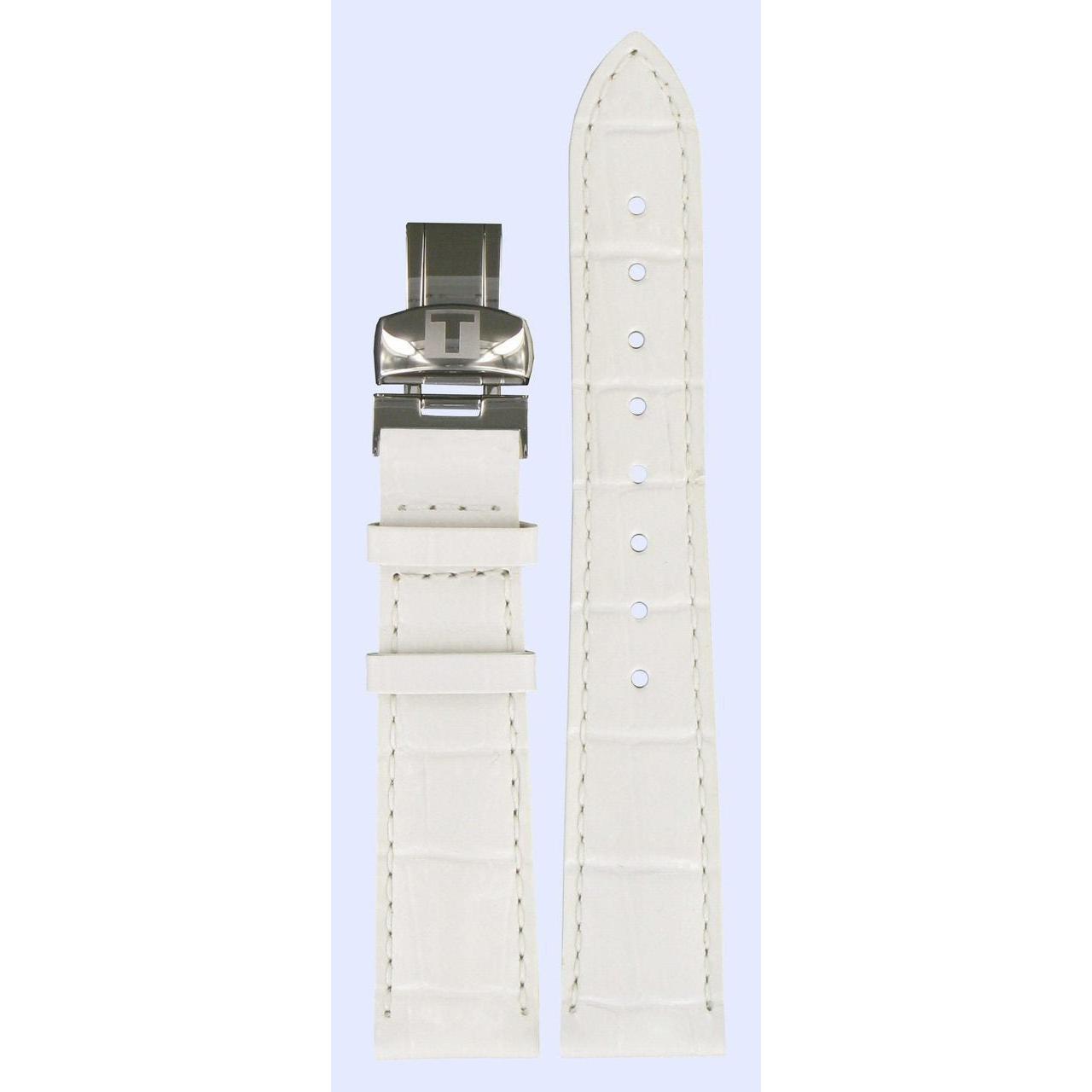 Tissot T22145621 Watch Band T600020653 White Leather 17 mm PRC 100 - Watch Plaza