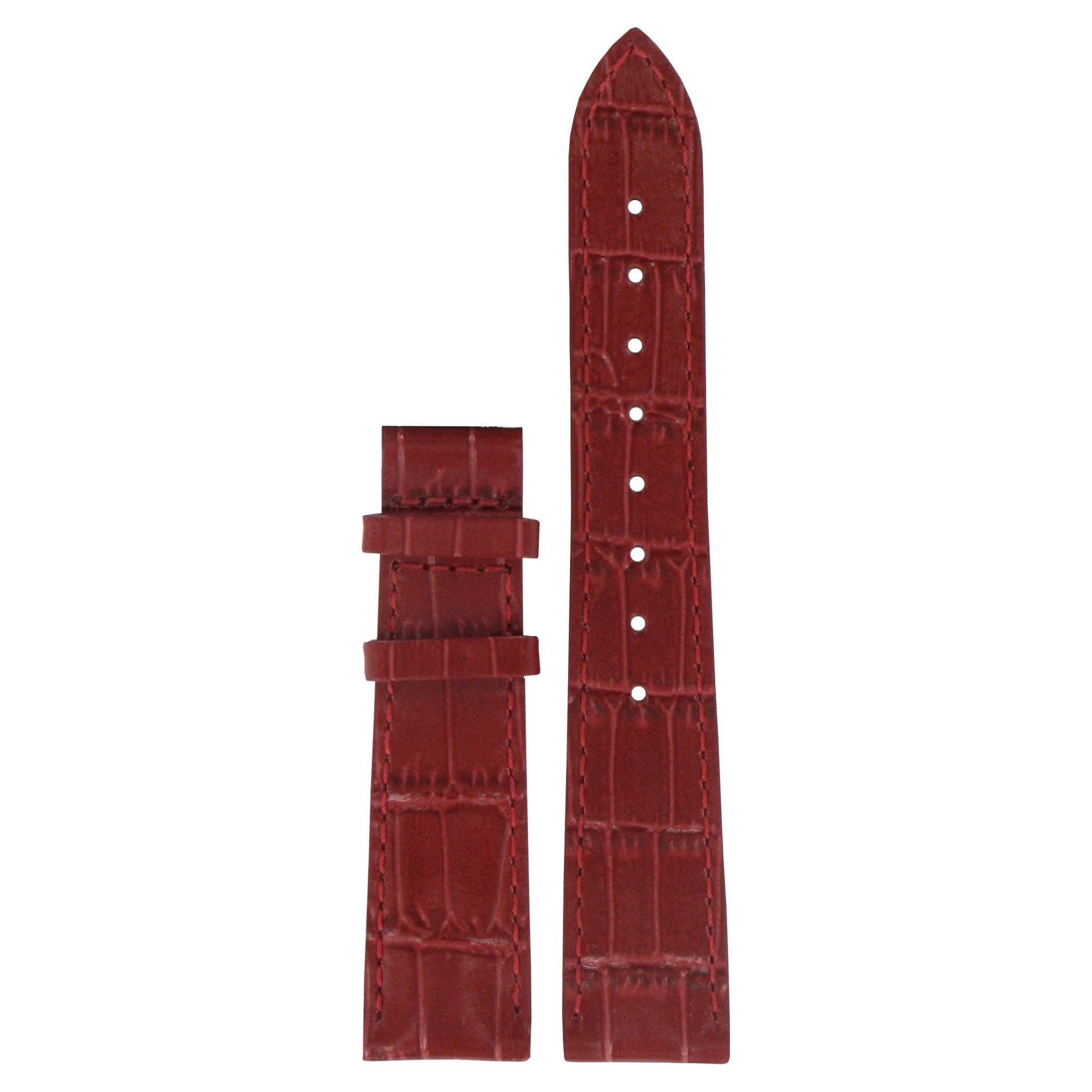 Tissot T22146681 XL Watch Band T610027449 Red Leather 17 mm PRC 100 - Watch Plaza
