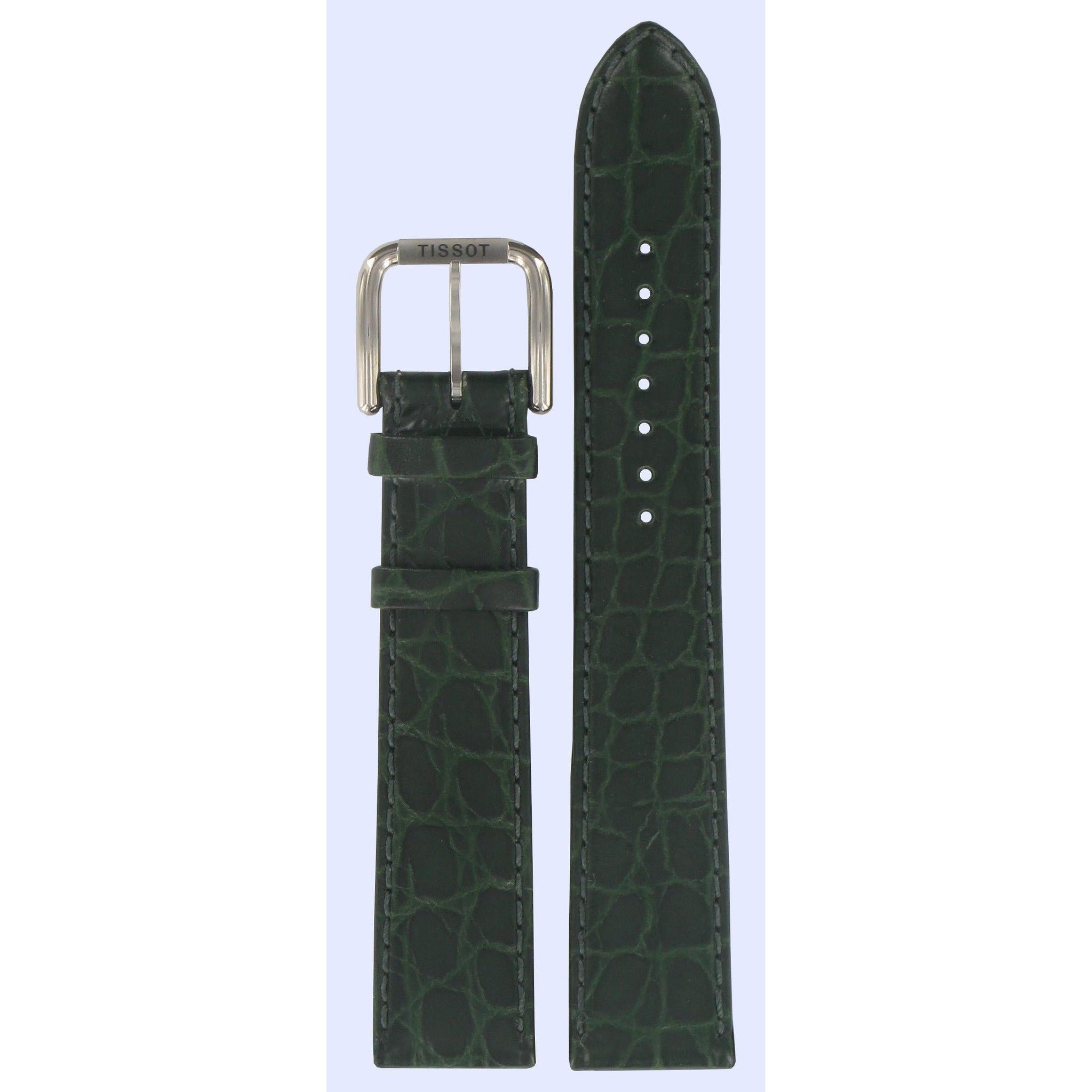 Tissot T25242113 Watch Band T600013256 Green Leather 18 mm PR 100 - Watch Plaza