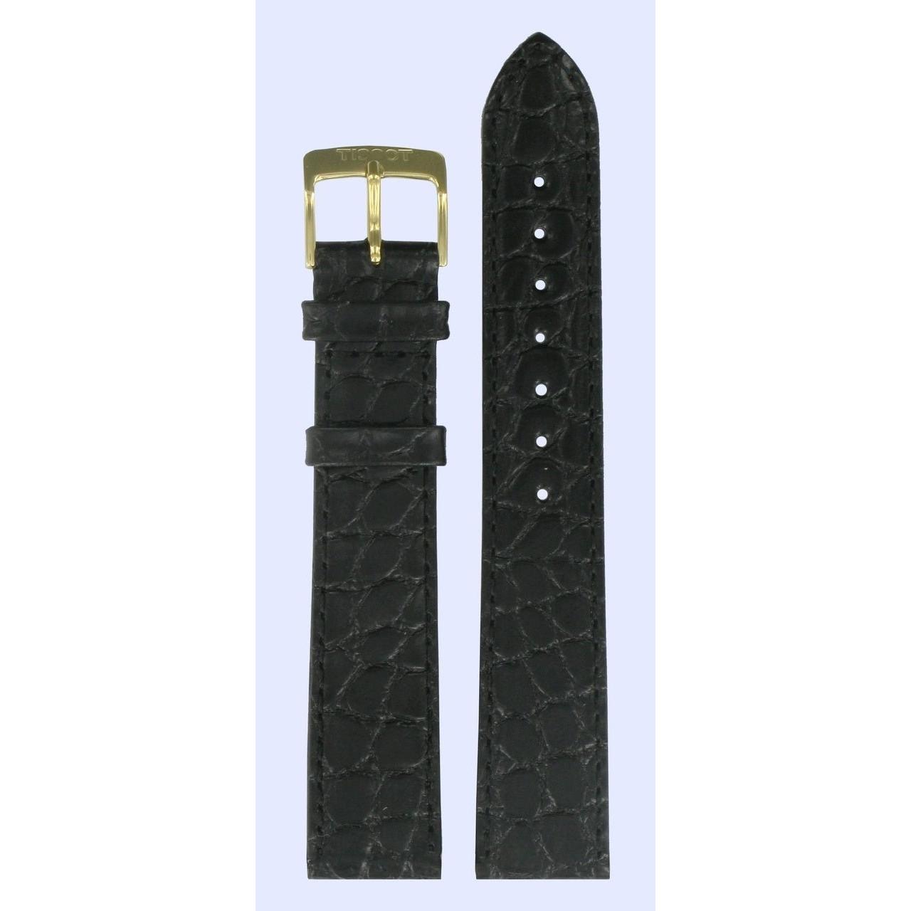 Tissot T71.2.401.21 T - Gold Watch Band T600013358 Black Leather 18 mm Goldrun - Watch Plaza