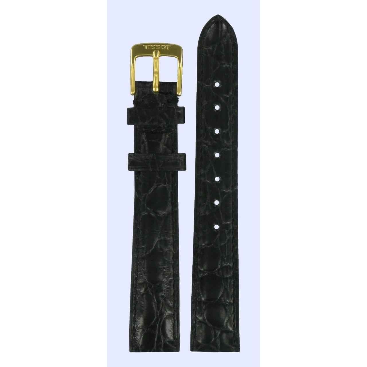 Tissot T71332134 Watch Band T600019684 Black Leather 14 mm Sculpture Line - Watch Plaza