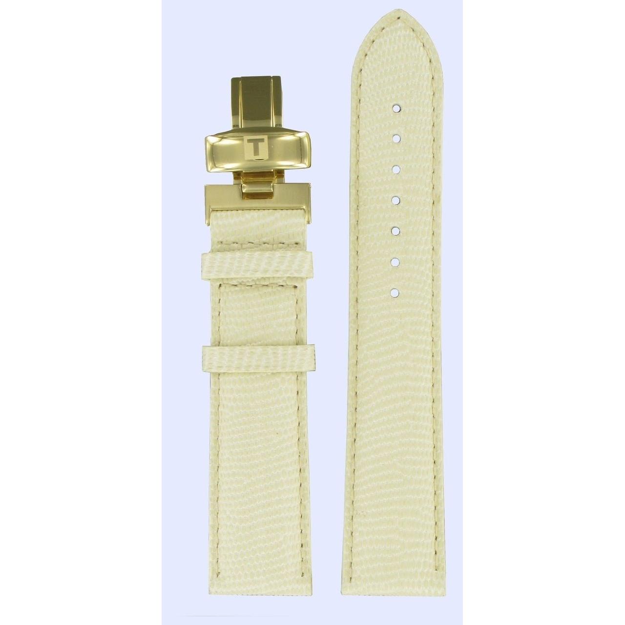 Tissot T71344272 Watch Band T600028984 White Leather 20 mm Carson - Watch Plaza