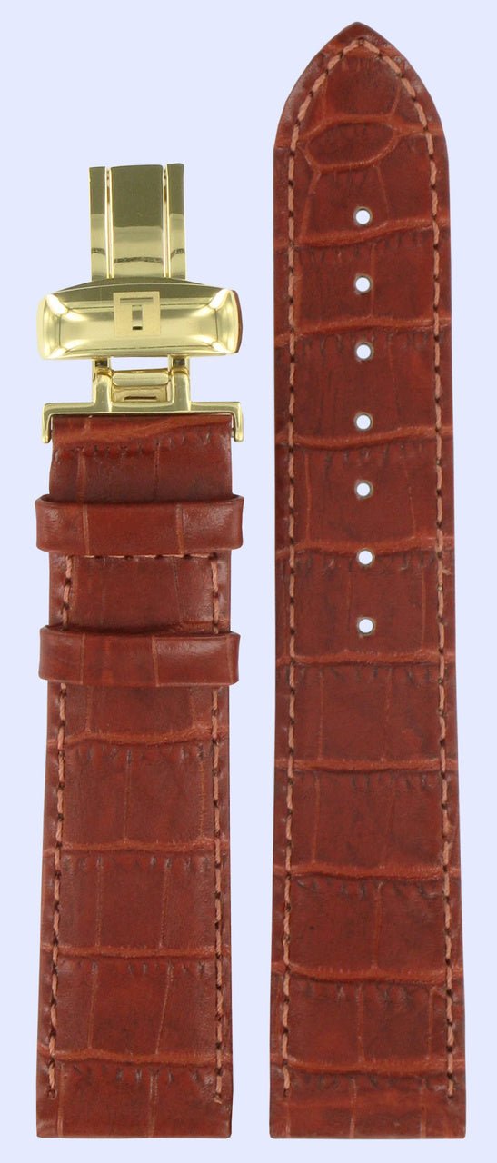 Tissot T71346234 Watch Band T600013492 Brown Leather 20 mm Oroville - Watch Plaza