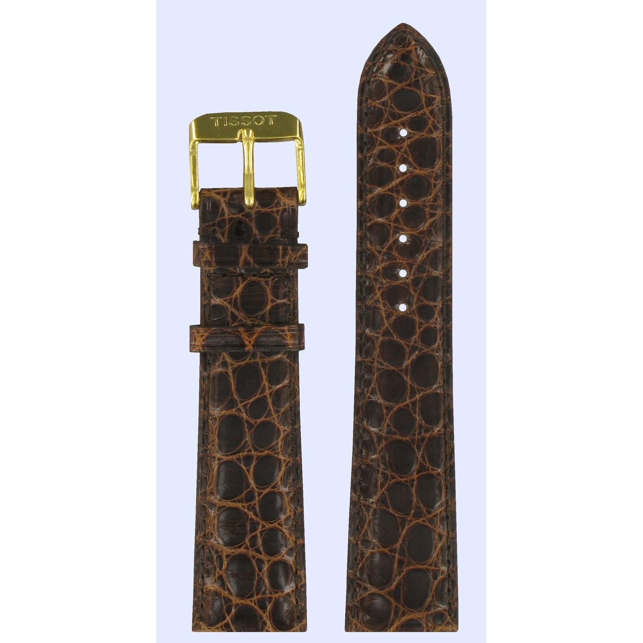 Tissot T71361932 Watch Band T600019692 Dark Brown Leather 15 mm New Helvetia - Watch Plaza