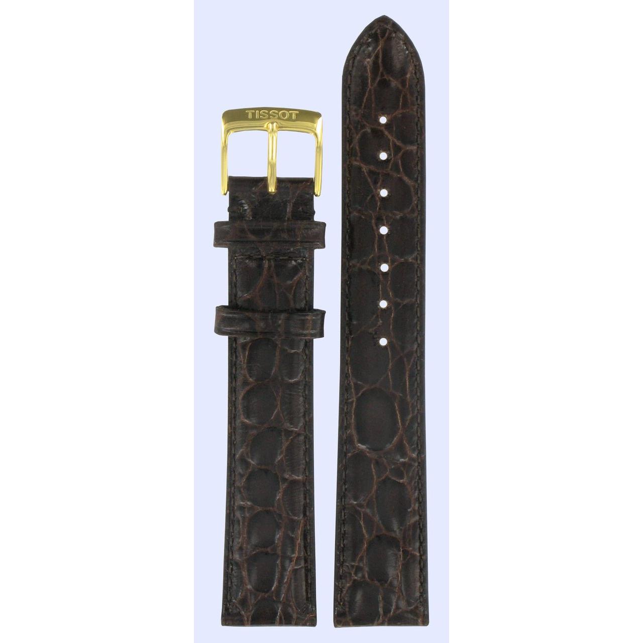 Tissot T71362234 & T71345034 Watch Band T600019681 Dark Brown Leather 18 mm Sculpture Line - Watch Plaza
