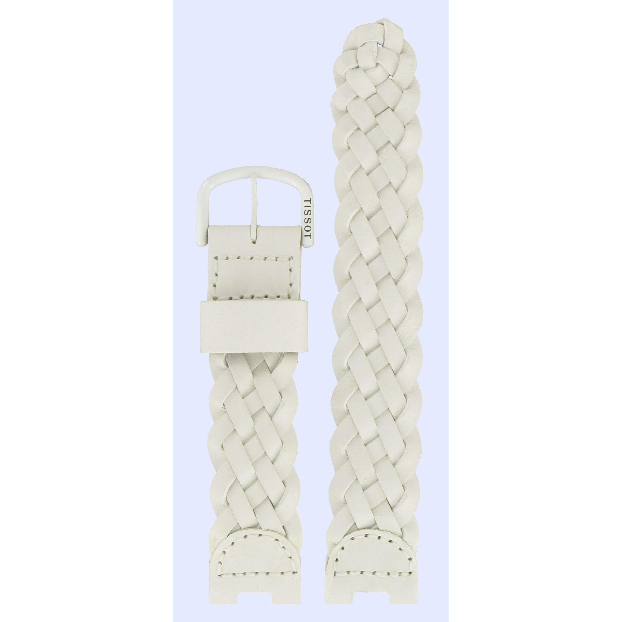 Tissot W150 - T53350200 Watch Band T600013611 White Leather mm Wood Watch - Watch Plaza