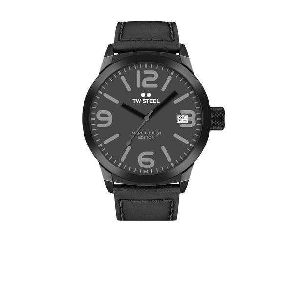TW - Steel watch Marc Coblen TWMC52 black & leather strap - original men's wristwatch - Watch Plaza