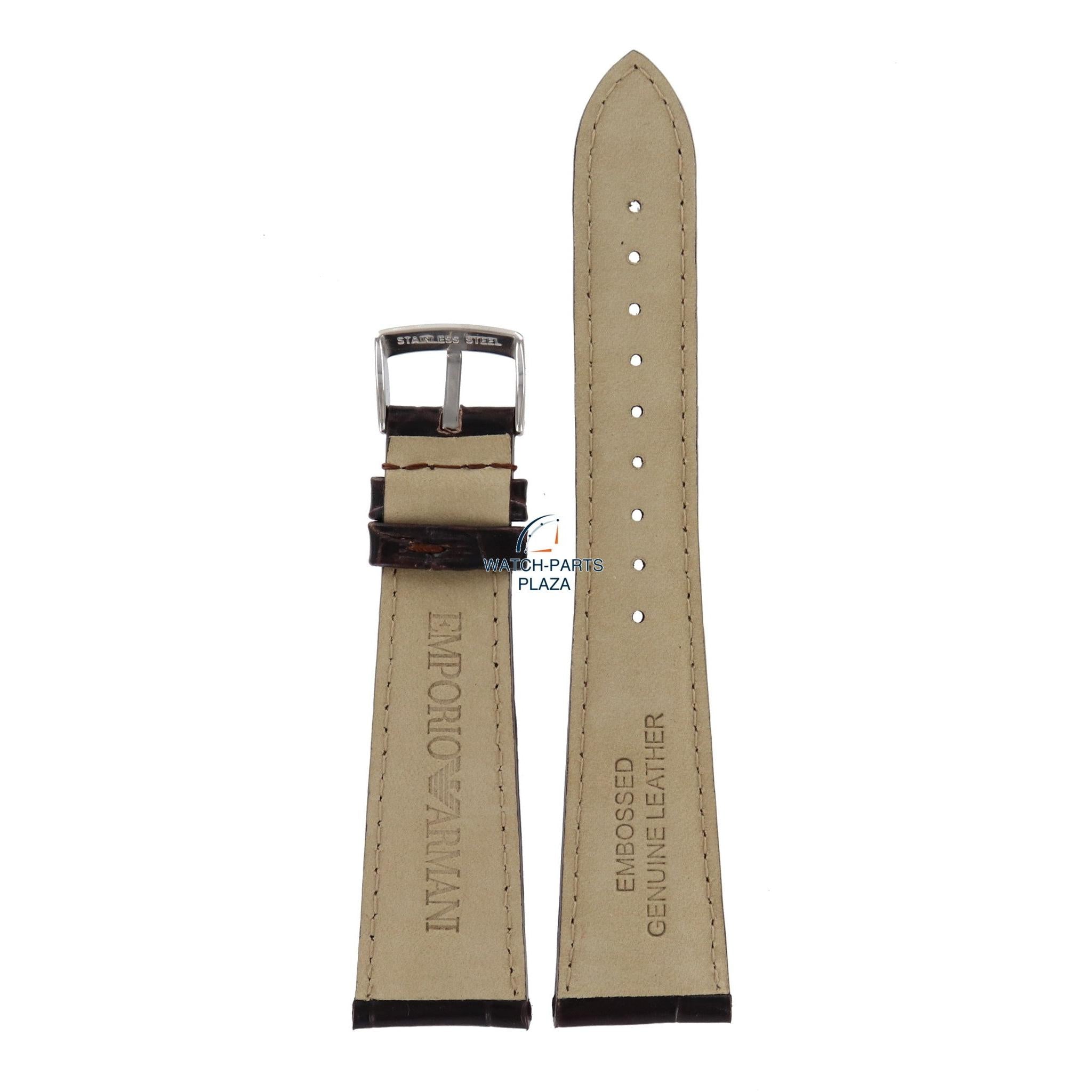 Watch Band AR0203 Emporio Armani dark brown leather strap 22mm original - Watch Plaza