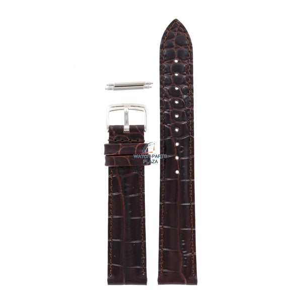 Watch Band AR0204 Emporio Armani dark brown embossed genuine leather strap 18mm - Watch Plaza