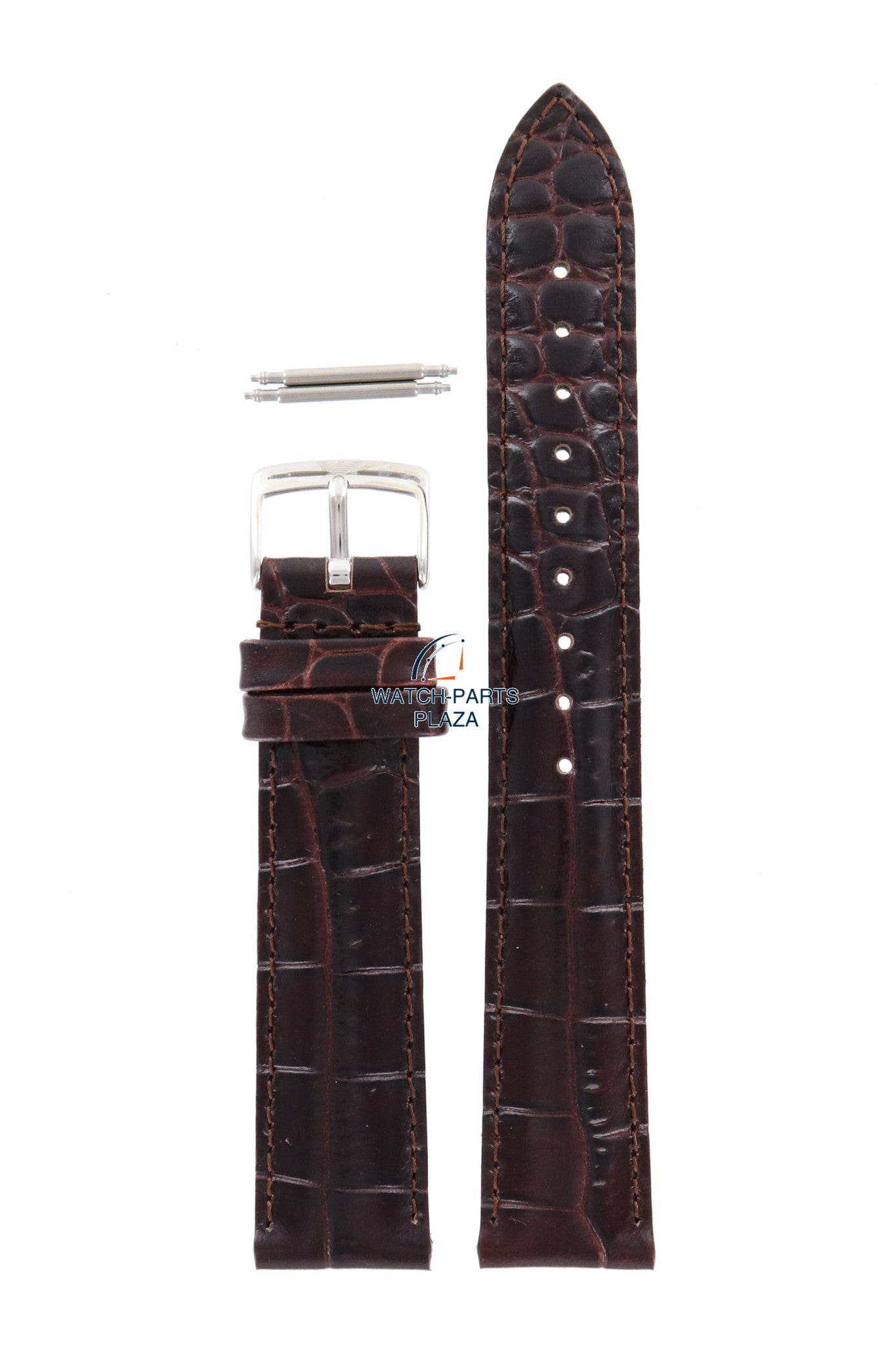 Watch Band AR0205 Emporio Armani dark brown embossed genuine leather strap 14mm - Watch Plaza