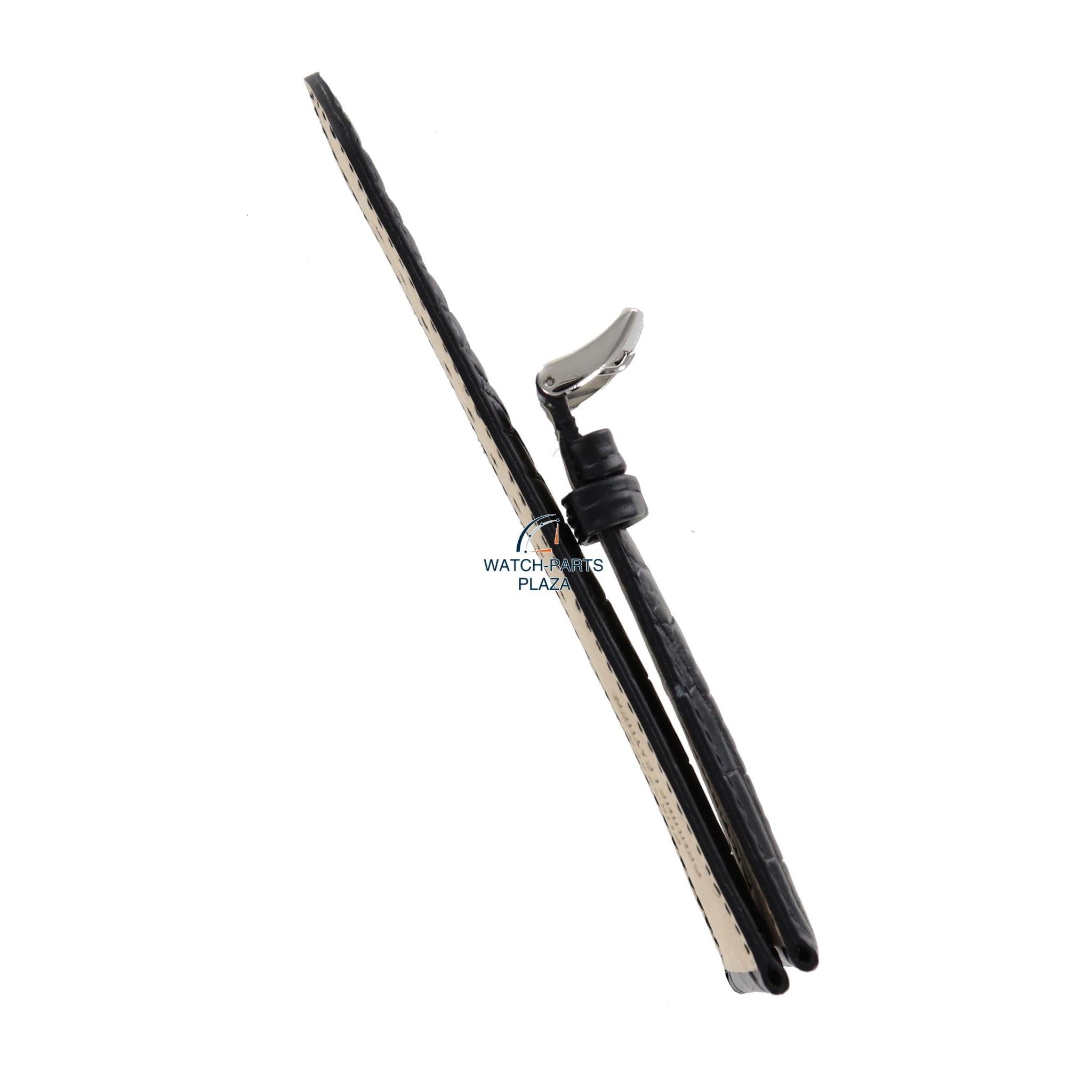 Watch Band AR0284 / AR0292 Emporio Armani black leather strap 22mm original - Watch Plaza