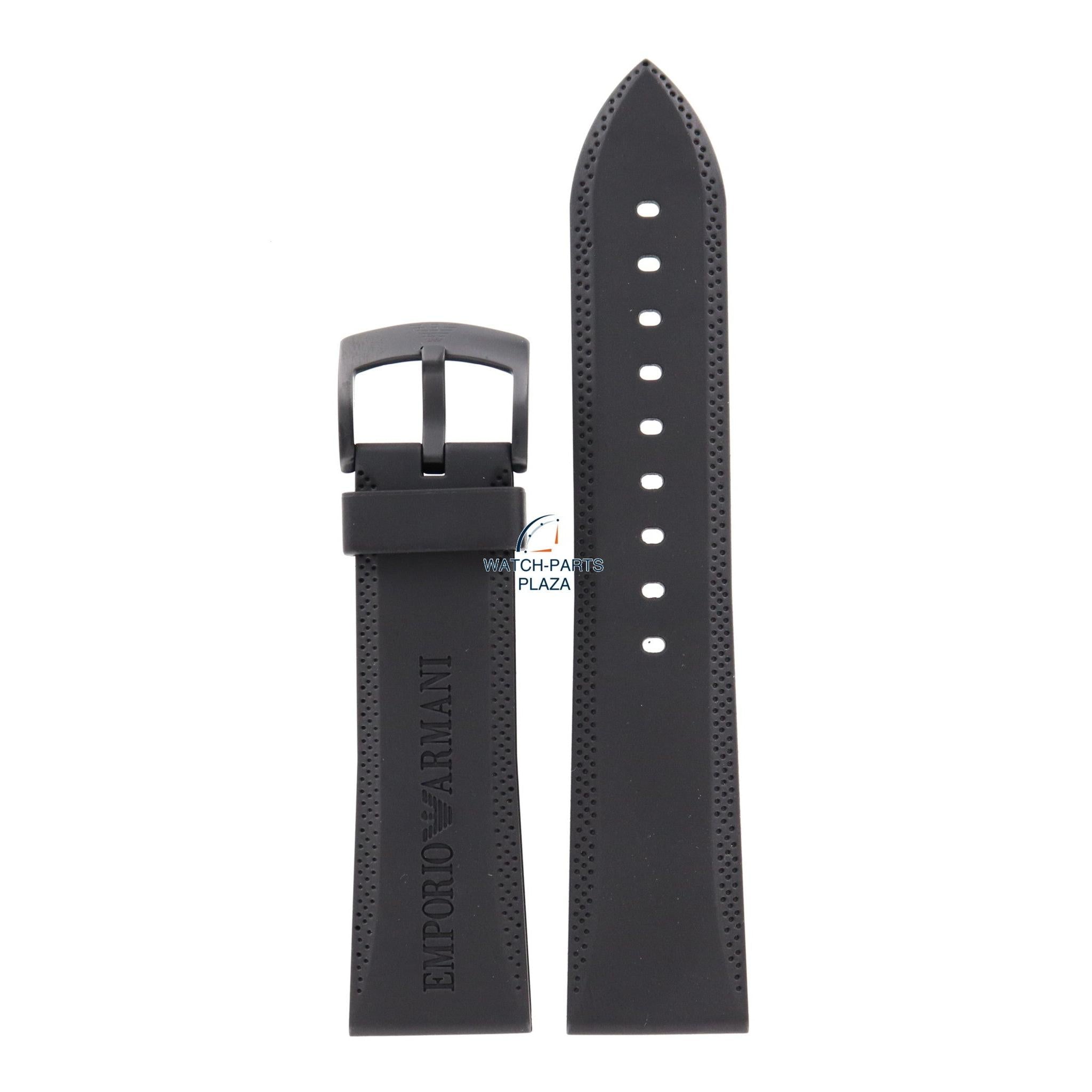 Watch Band AR0584 Emporio Armani black sillicon strap 23mm Vanilla Scent AR0595 - Watch Plaza