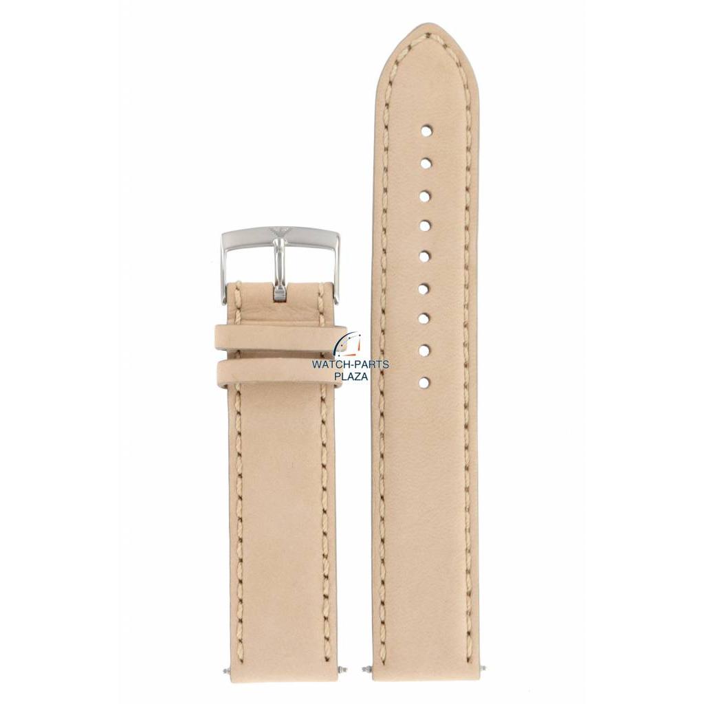 Watch Band AR0619 / AR0621 Emporio Armani Beige Leather Strap 20mm - Watch Plaza