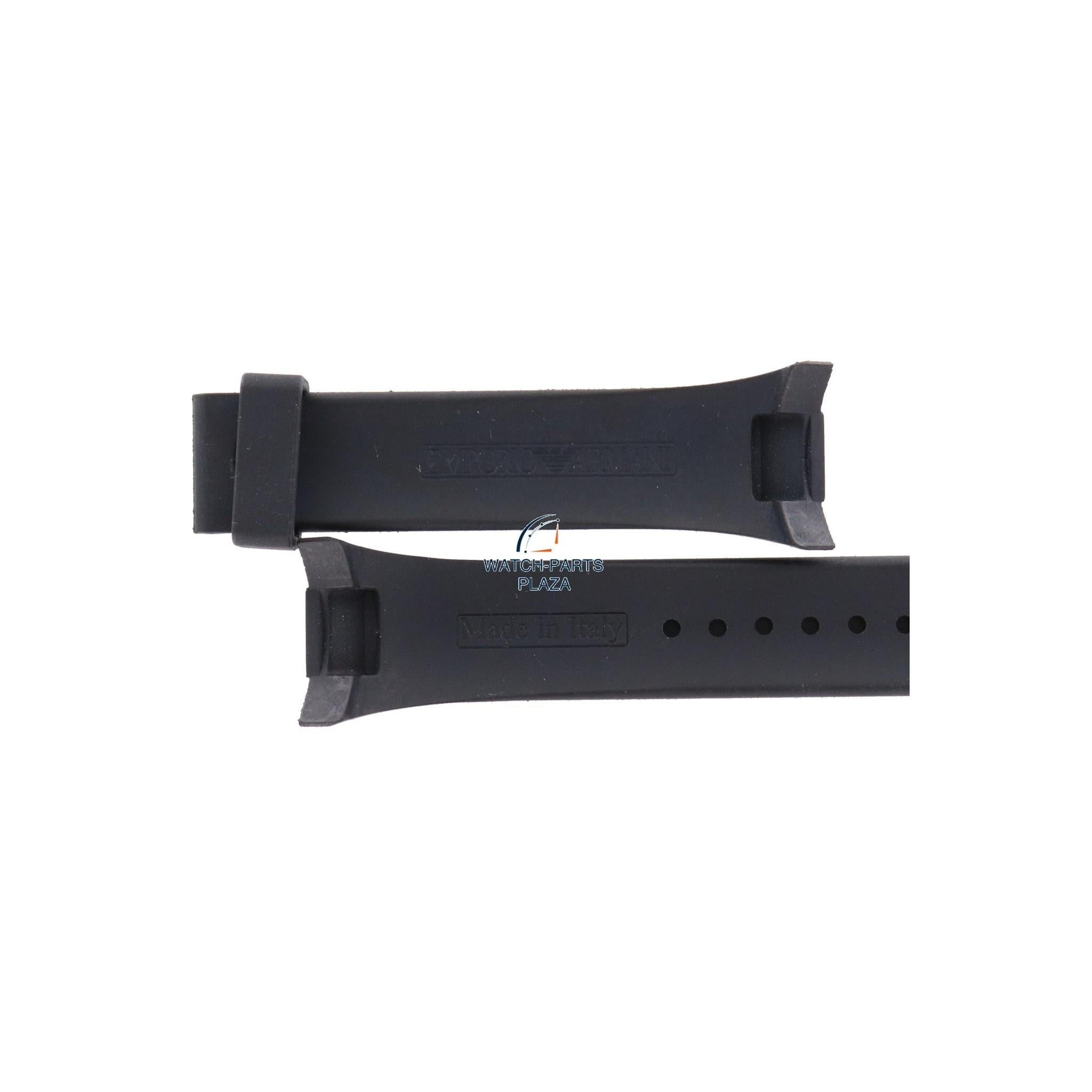 Watch Band AR0800 / AR0801 Emporio Armani black sillicon strap 24mm - Watch Plaza