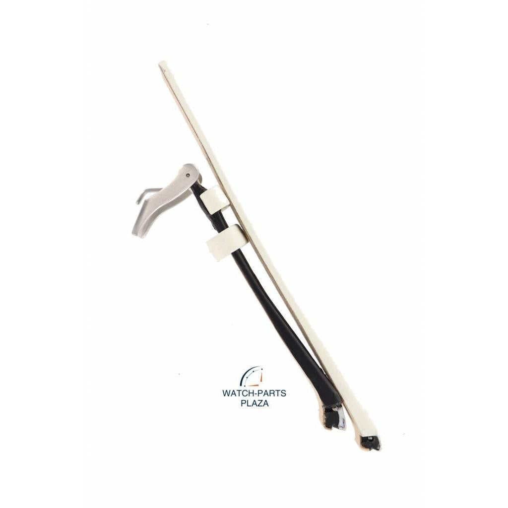 Watch Band Diesel DZ1093 Cliffhanger White Leather Strap 22mm black striped - Watch Plaza