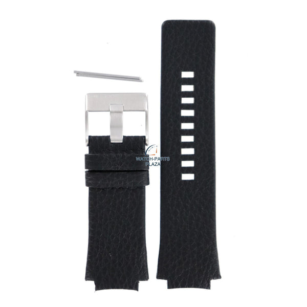 Watch Band Diesel DZ1109 black grain leather strap 20mm original - Watch Plaza