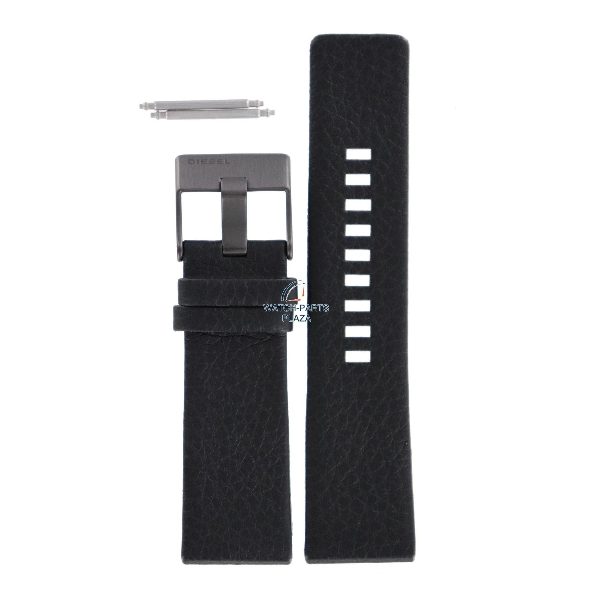 Watch Band Diesel DZ1187 black leather strap 26mm genuine black buckle - Watch Plaza