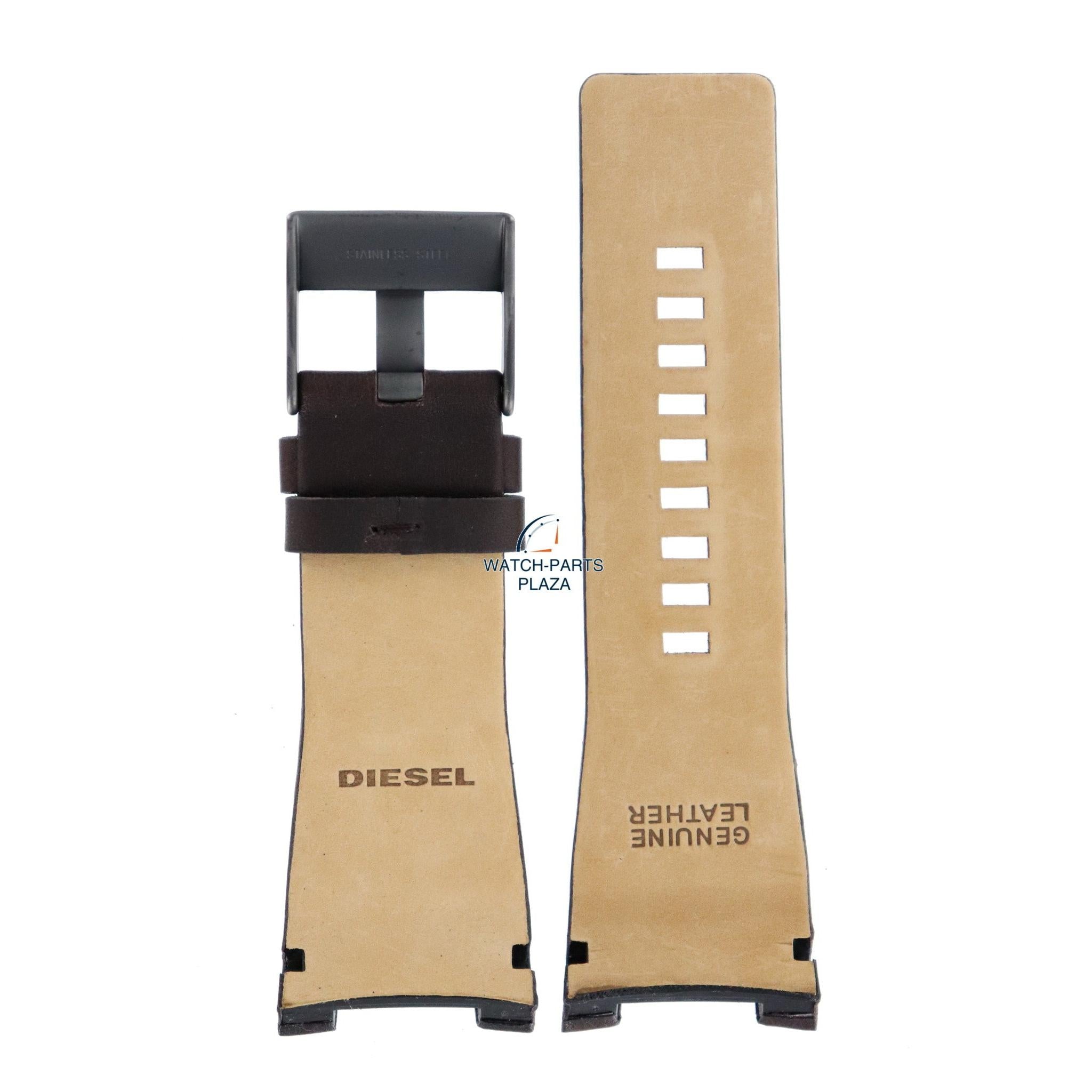 Watch Band Diesel DZ1216 brown leather strap 32mm Bugout original - Watch Plaza